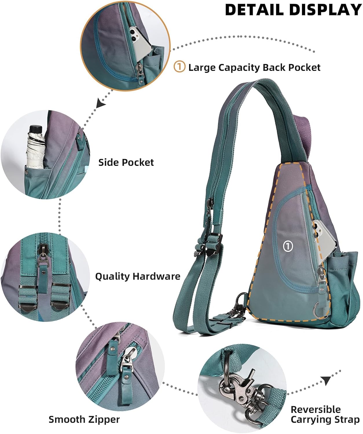 KL928 Canvas Sling Bag - Small Crossbody Backpack Shoulder Casual Daypack Rucksack for Men Women