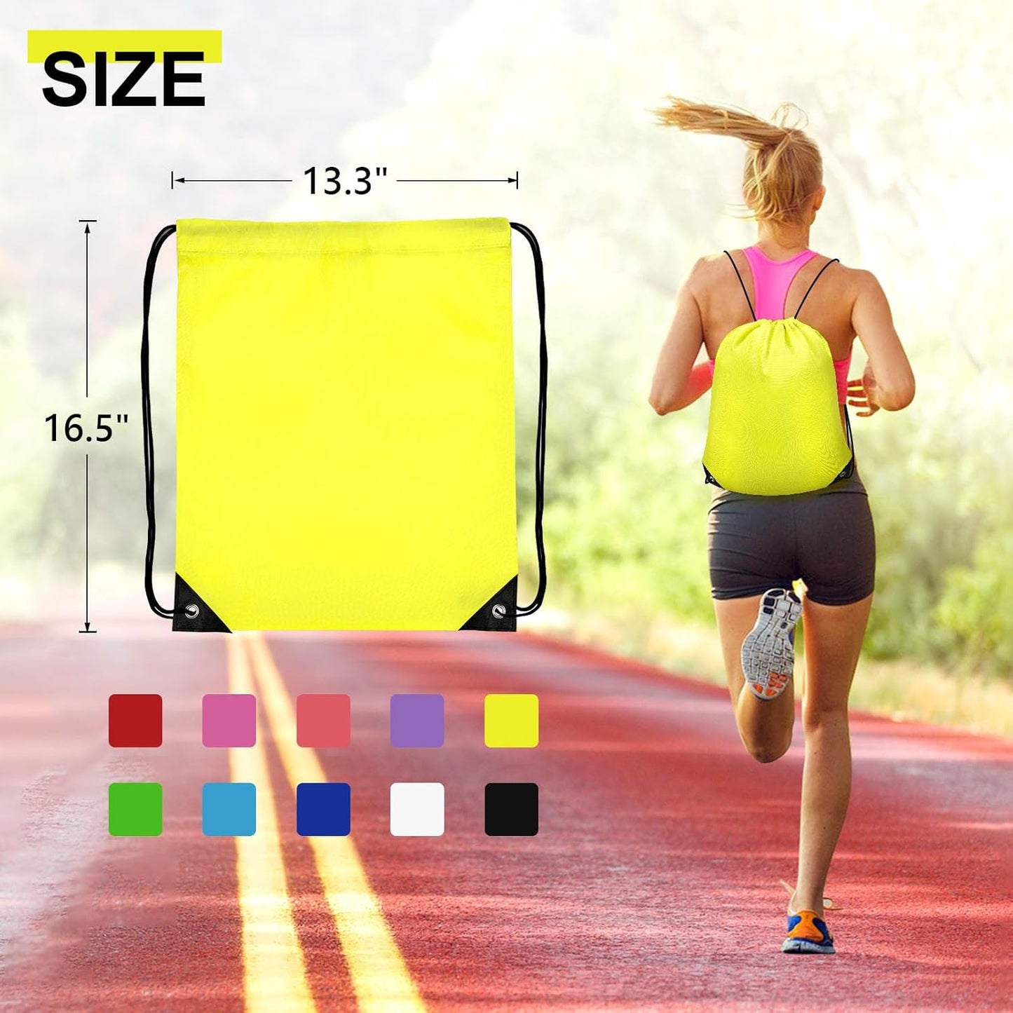 50Pcs Drawstring Backpack Bulk Cinch Bag, Drawstring Bags Polyester for Gym Sports Beach Party Trip (10 Colors)