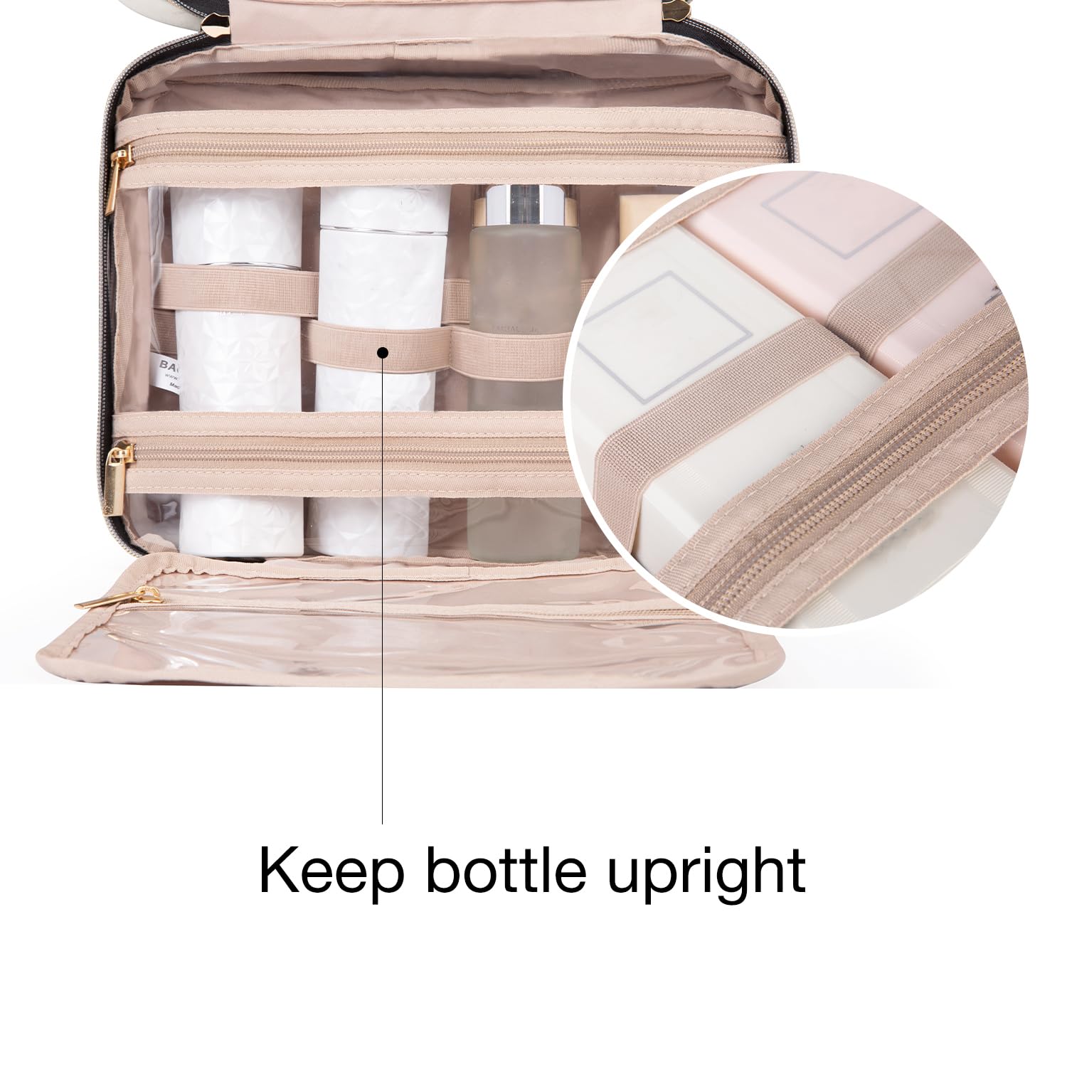BAGSMART Toiletry Bag Travel Bag with Hanging Hook, Water-resistant Makeup Cosmetic Bag Travel
