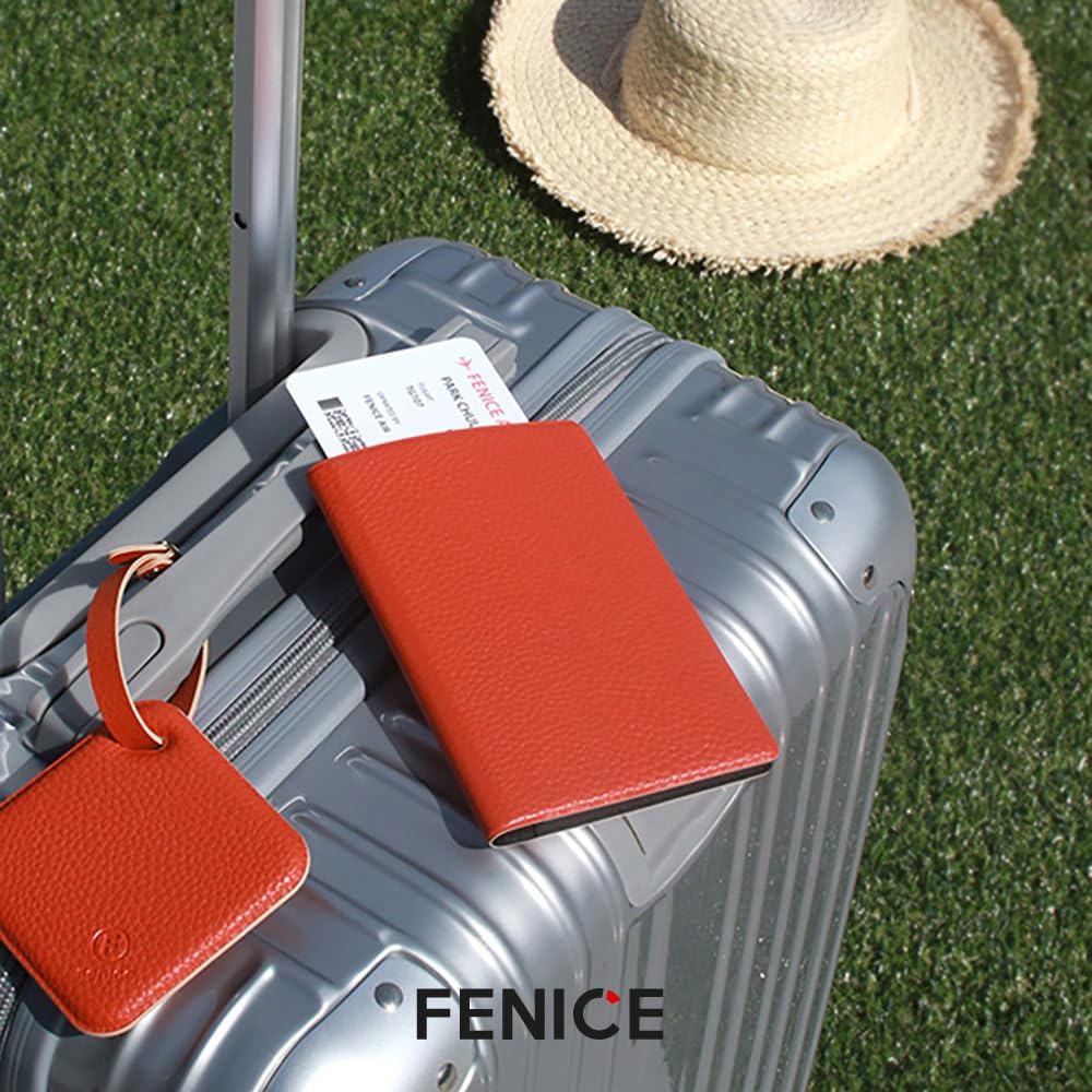 Fenice Classic Passport Cover Holder Wallet Case for Travel Essential RFID Blocking Vegan Leather