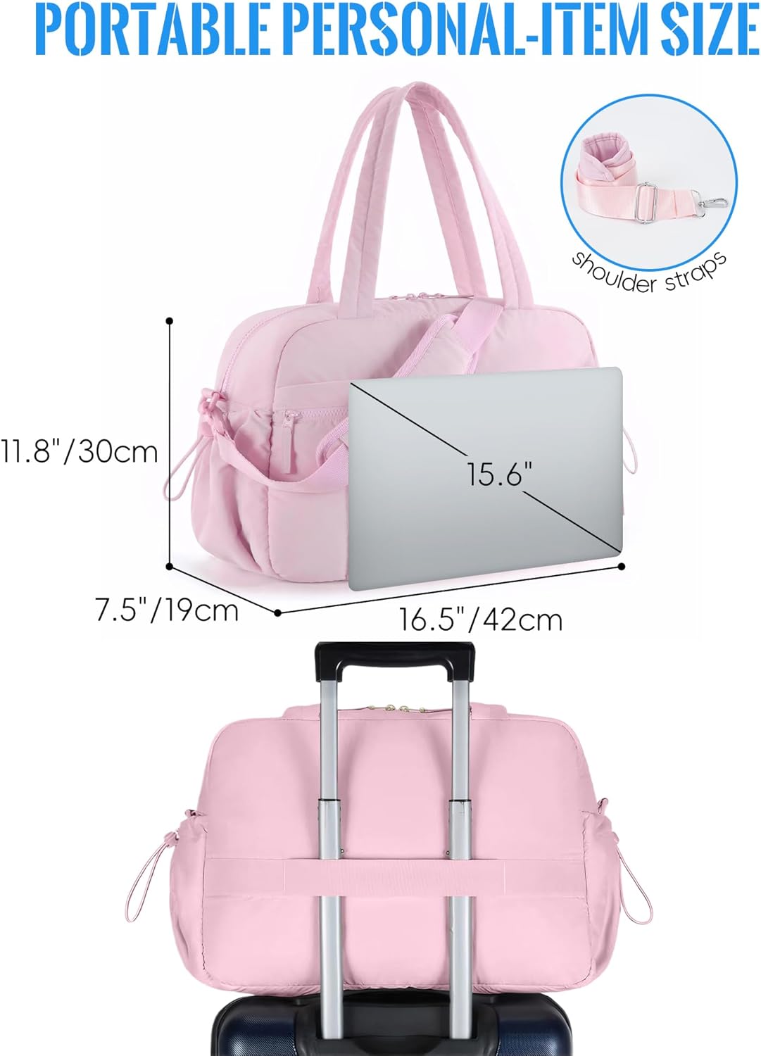 Large Capacity Travel Bag with Trolley Strap Great for Short Trips and Adventures pink