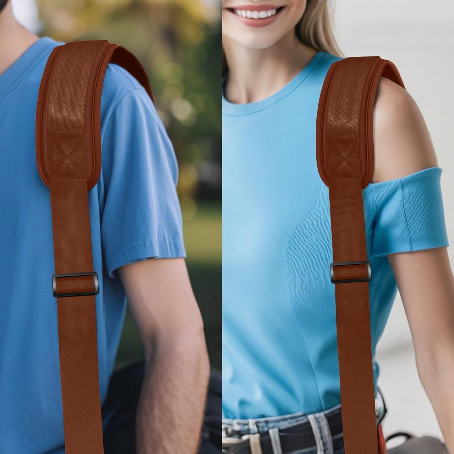 ZINZ Shoulder Strap - 59 Inch Universal Heavy-duty Adjustable Strap with Ultra-thick Fixed Breathable Pad for Laptop, Gym, Camera Bag and More -Brown