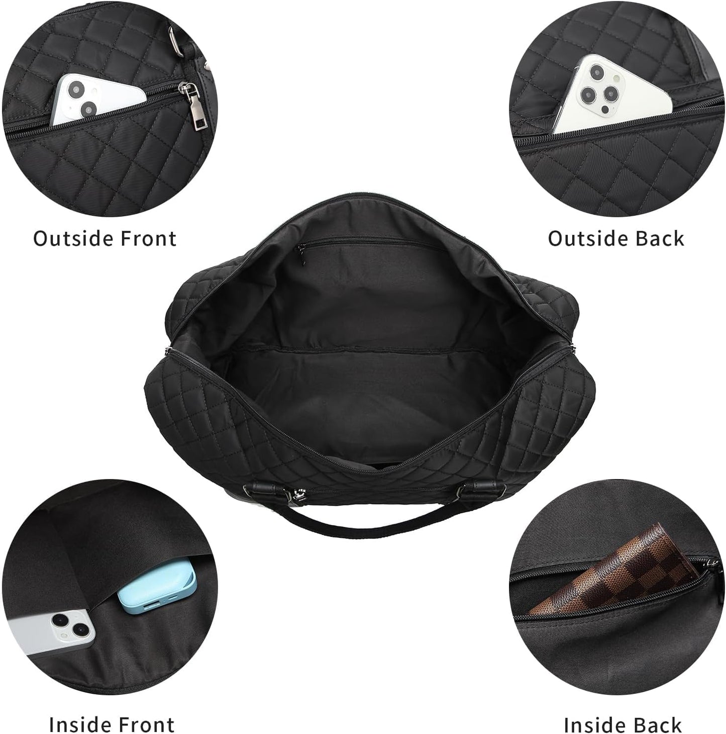seyfocnia Travel Duffel Bags for Women,Weekender Overnight Bag with Shoe Pouch Large Carry On Bag Travel Tote Duffel Bag for Women (Black)
