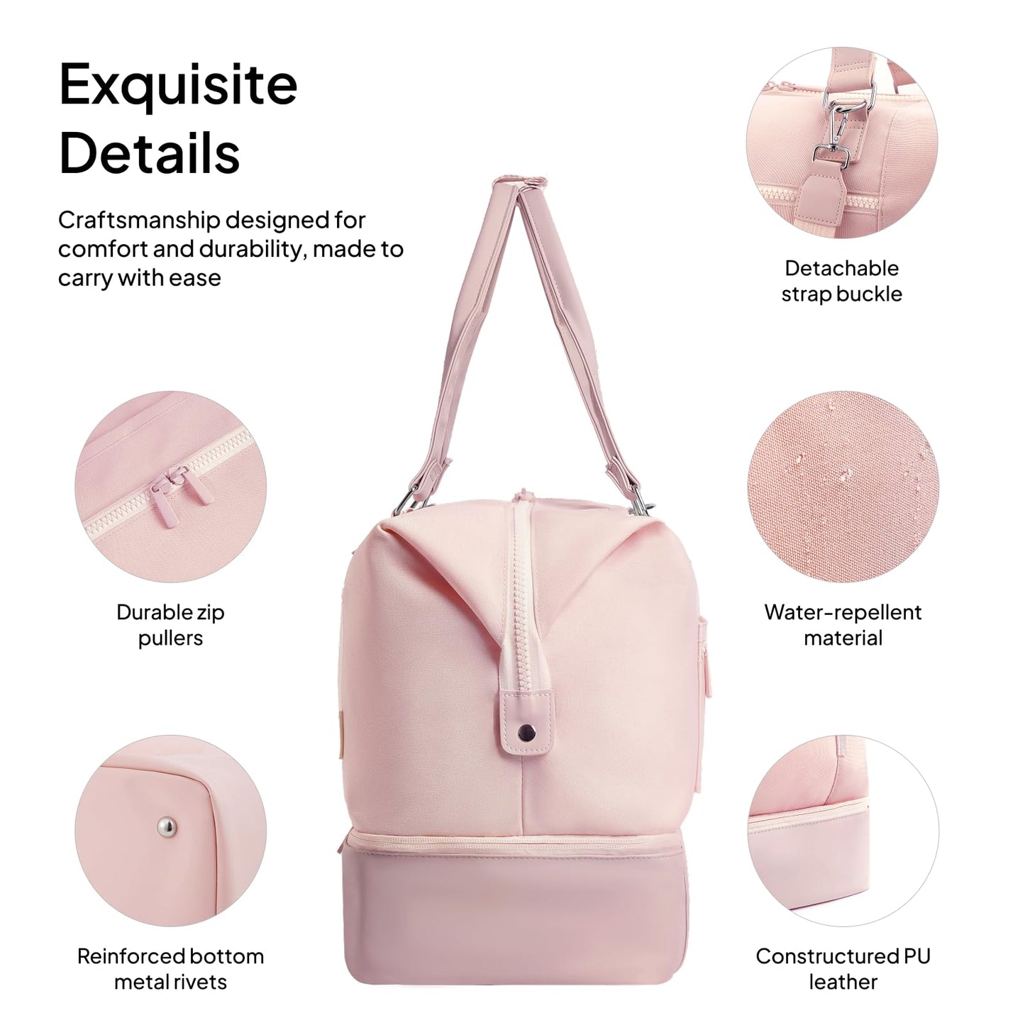 Travel Duffle Bag for Women, 40L Weekender Bags Airline Approved Carry On with Shoe Compartment &