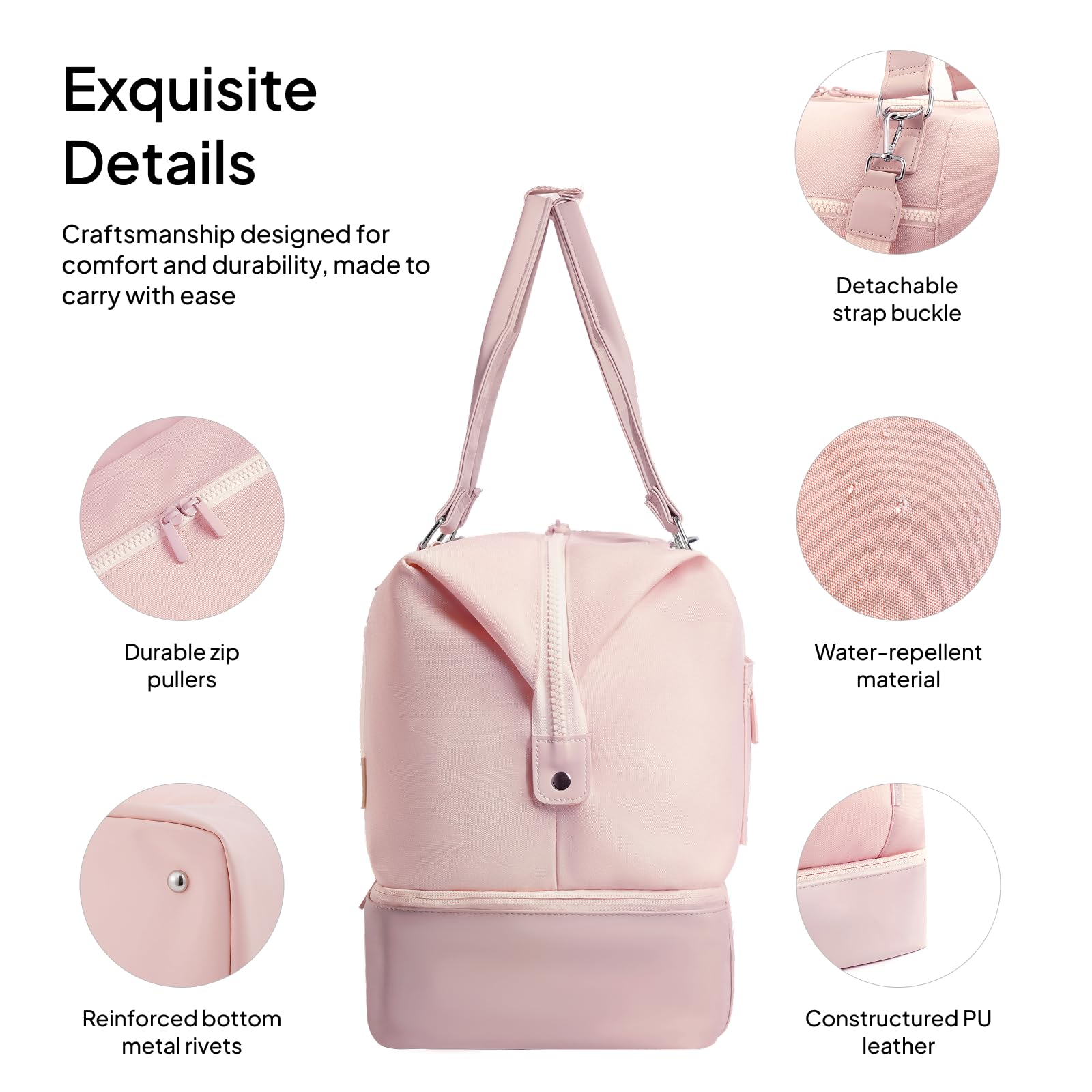 Travel Duffle Bag for Women, 40L Weekender Bags Airline Approved Carry On with Shoe Compartment &