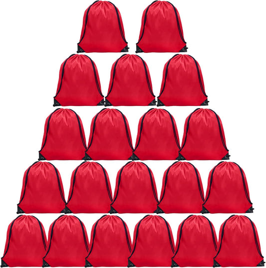 GoodtoU Drawstring Backpack Bulk, 20 Pcs Draw String Bags Cinch Bag Drawstring Gym Bag Sackpack Backpack for Women Men, Red