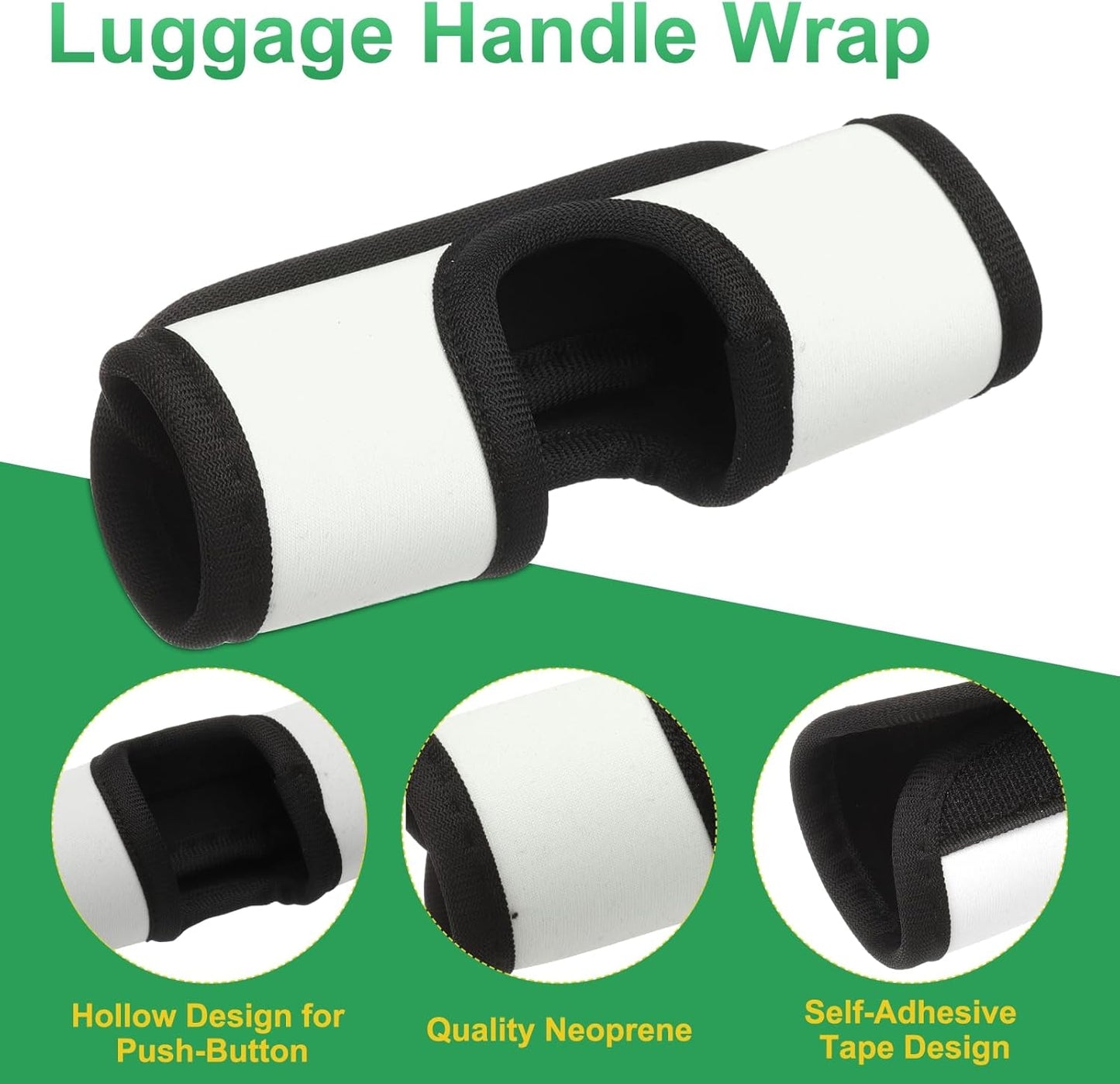 uxcell Luggage Handle Wrap, 4 Pcs Hollow Neoprene Handbag Grip Cover Protector Luggage Identifiers Suitcase Handle Wraps for Luggage Suitcase Travel Bags, White
