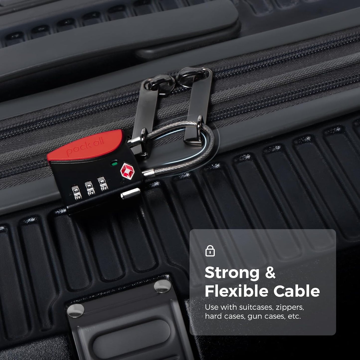 pack all TSA Approved Cable Luggage Locks, 3 Digit Combination Padlocks, Travel Lock for Suitcases