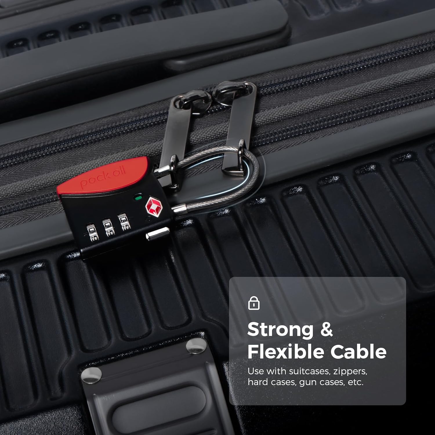 pack all TSA Approved Cable Luggage Locks, 3 Digit Combination Padlocks, Travel Lock for Suitcases