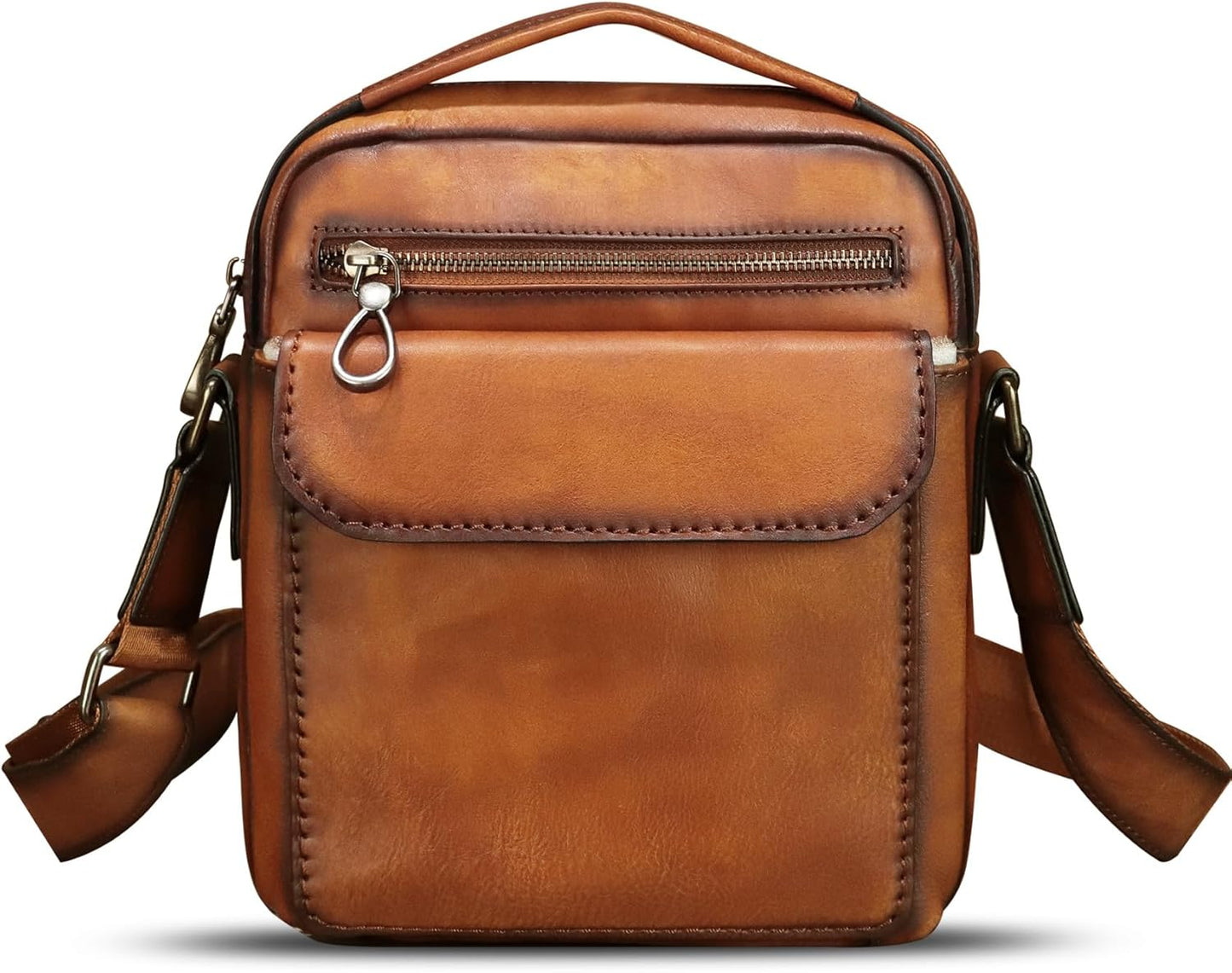 Genuine Leather Messenger Bag for Men Shoulder Crossbody Bag Vintage Man Purse Satchel Handbag