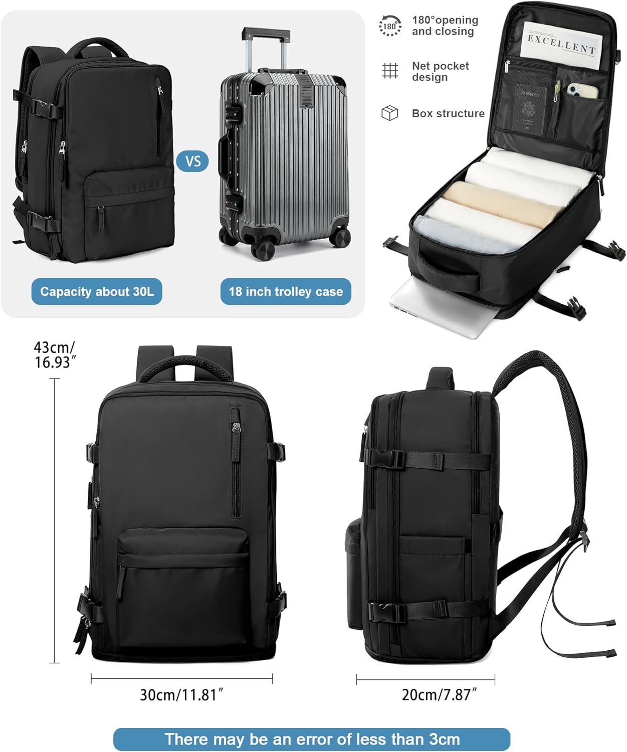 VGCUB Carry on Travel Backpack for Women Men Large Laptop Gym Work Frontier Airlines Personal Item
