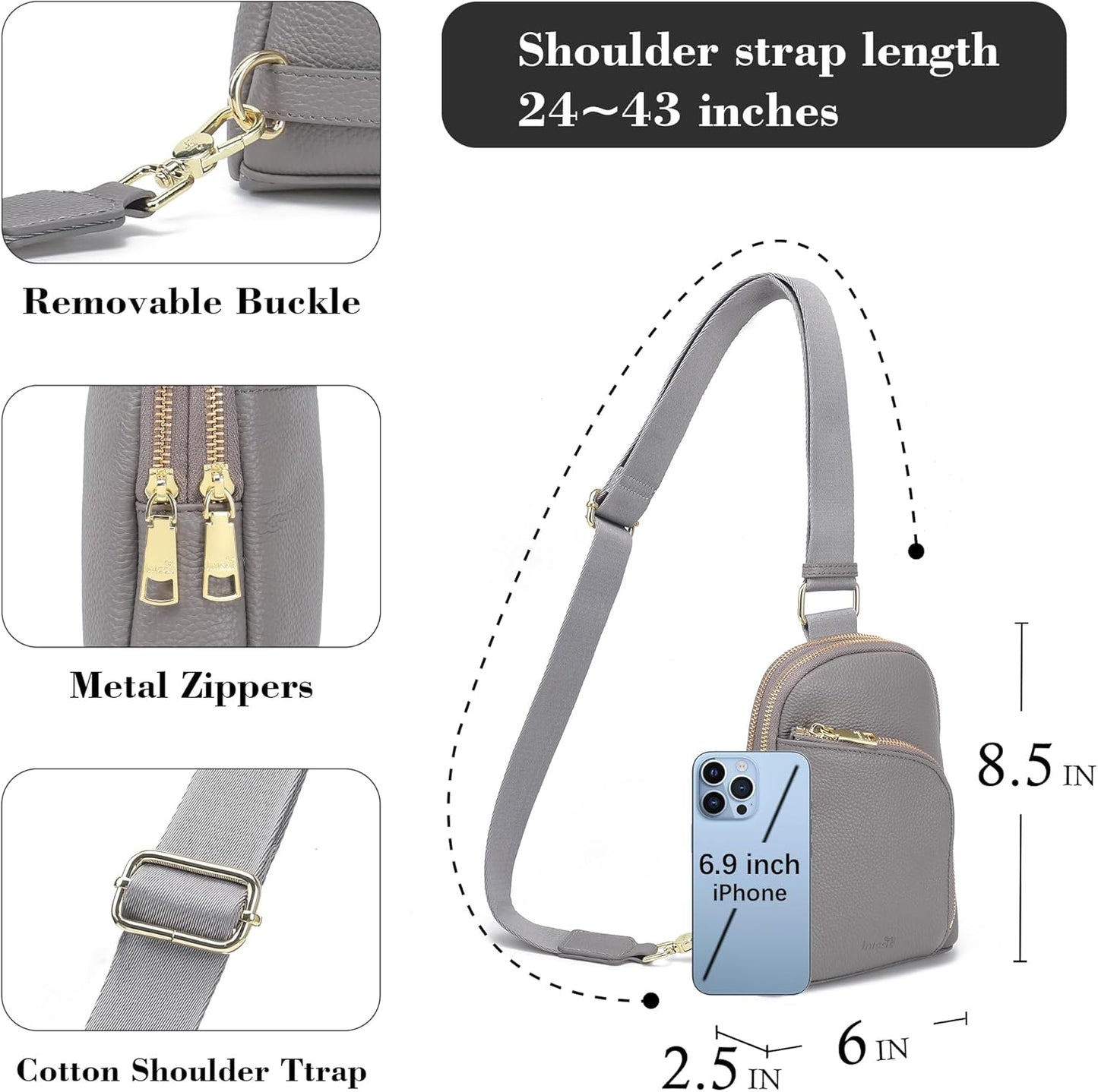 INICAT RFID Blocking Sling Bag Anti Theft Crossbody Bags for Women Travel Fanny Pack Cross Body for Woman Chest Bag