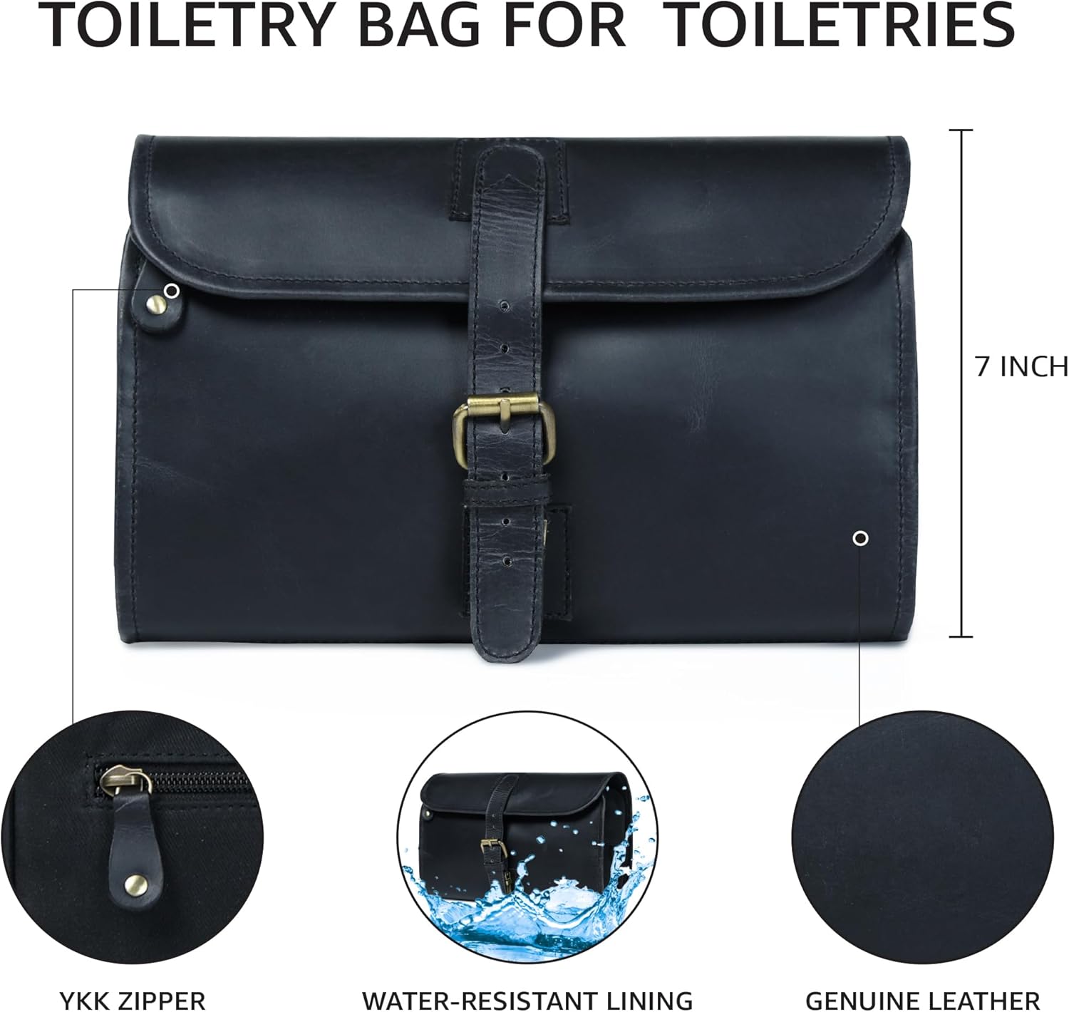 LEATHER VILLAGE Hanging Leather Toiletry Bag for Men & Women, Handcrafted Vintage Cosmetic &