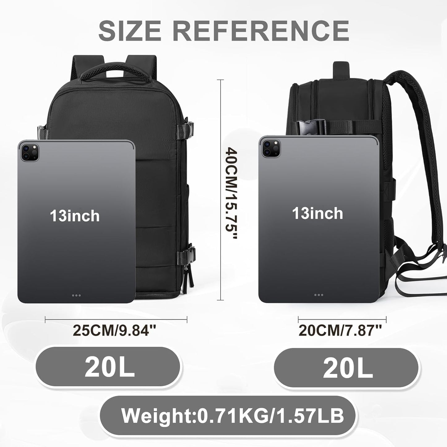 coowoz Travel Backpack Carry On for Women Man Black Gym Backpack with Laptop Compartment Mochila de Viaje Teacher Personal Item Backpacks Rucksack Airplane Accessories Must Haves Small