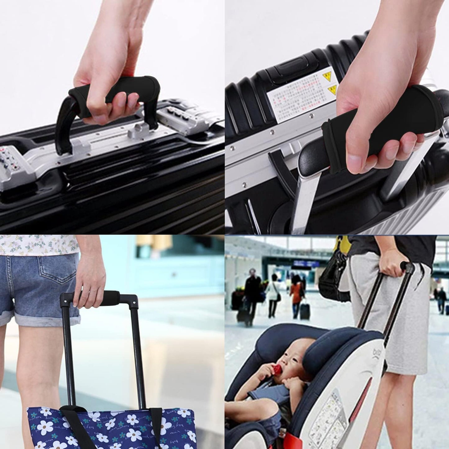 2 Pack Luggage Handle Wraps for Luggage Suitcase Travel Bags (Black)