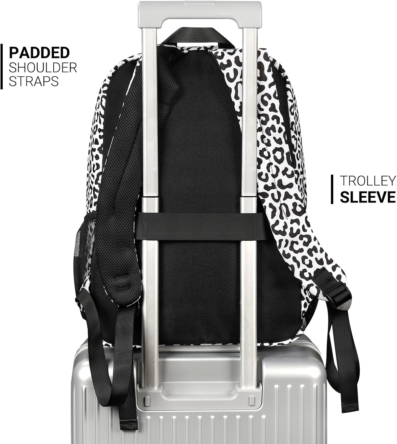 ZORFIN 26L Backpack for College, and Travel: Water Resistant Bookbag - Snow Leopard