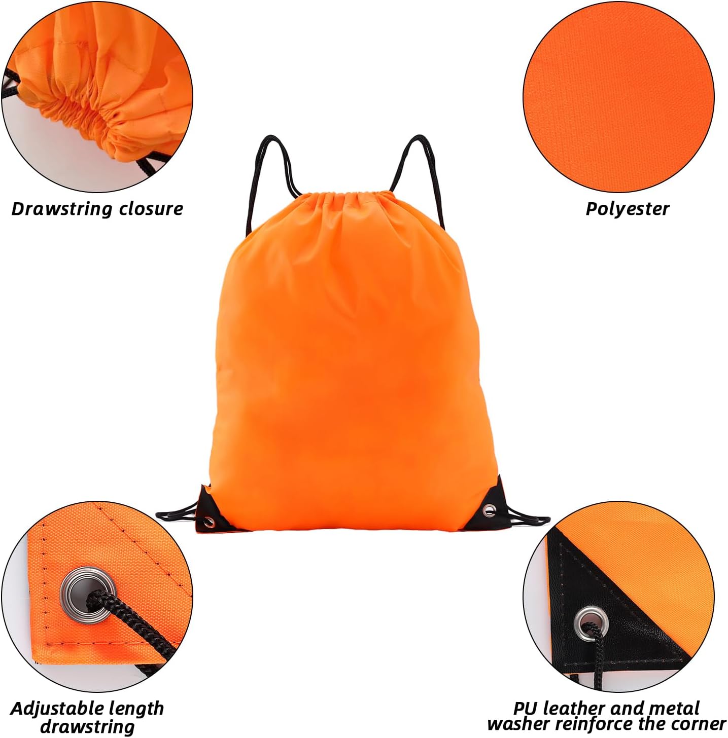 drawstring backpack, Drawstring Bags Bulk,10 Pcs Draw String Bags, Cinch Bag,essential for gym travel, unisex, loose and portable﻿(10, Orange)