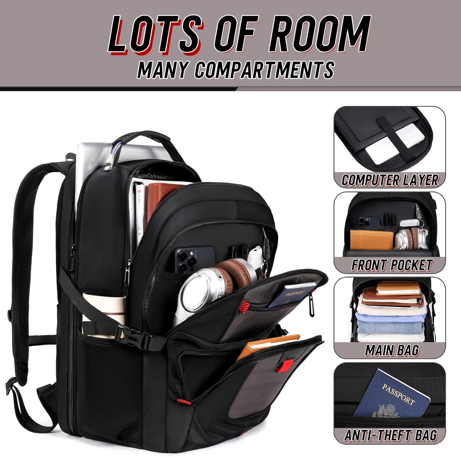 Z-MGKISS Travel Backpack, TSA Airline Approved, Travel Laptop Backpack with USB Charging Port