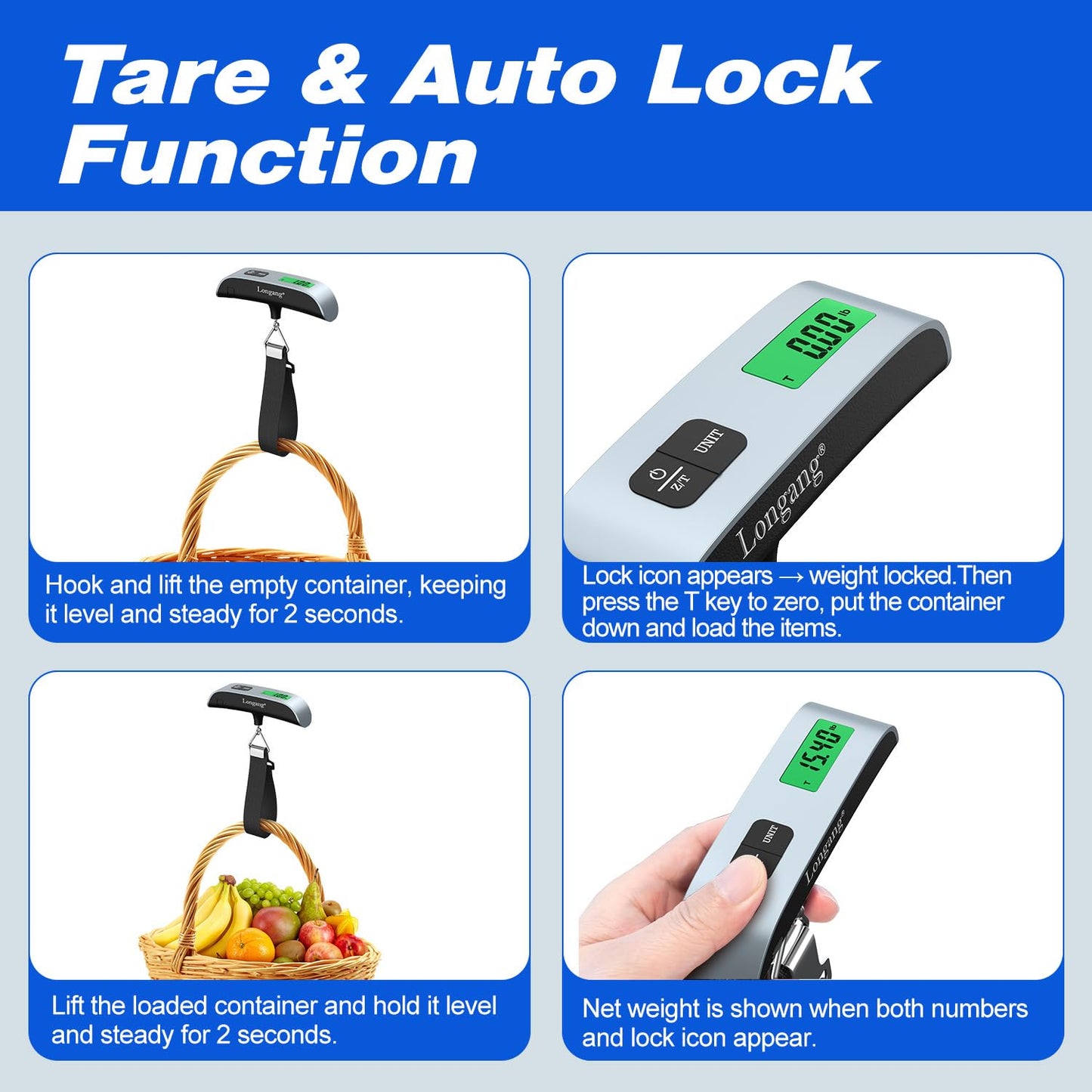 Digital Hanging Luggage Scale with Backlit for Travel, Portable Handheld Suitcase Weight Scale with