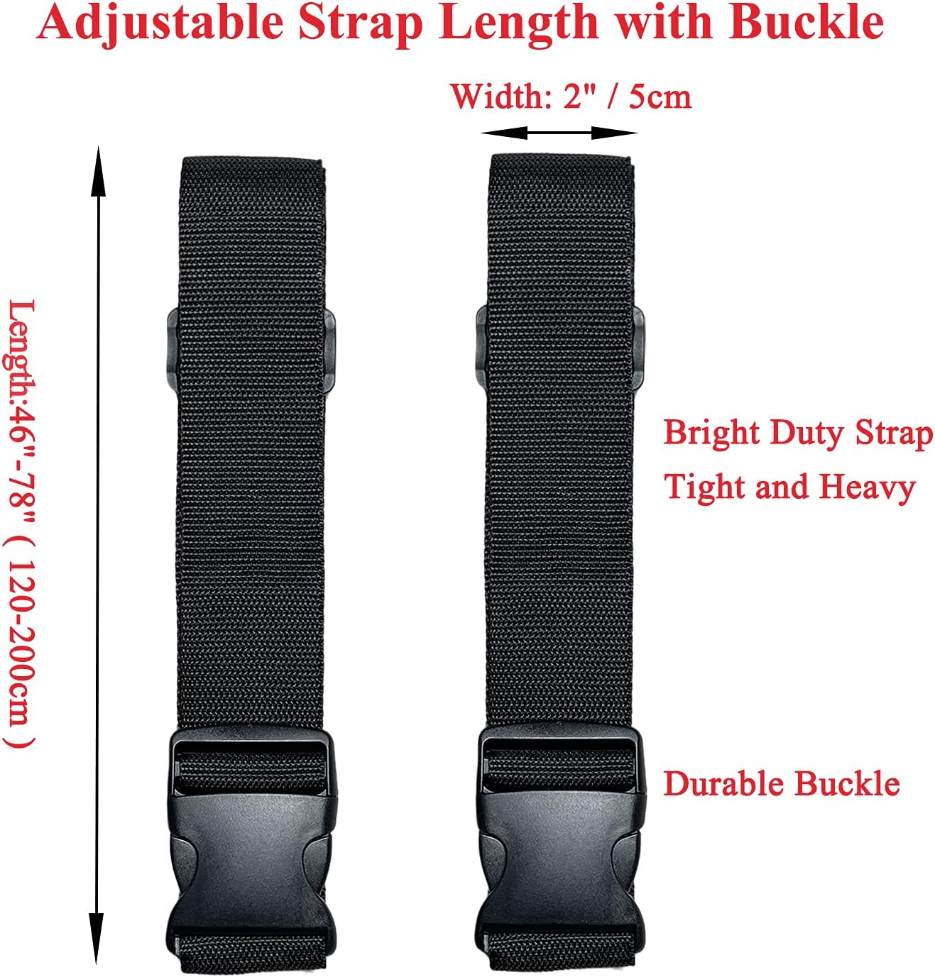 2 Pack Suitcase Belts, Adjustable Luggage Straps, Bright Colors Travel Packing Straps with Quick