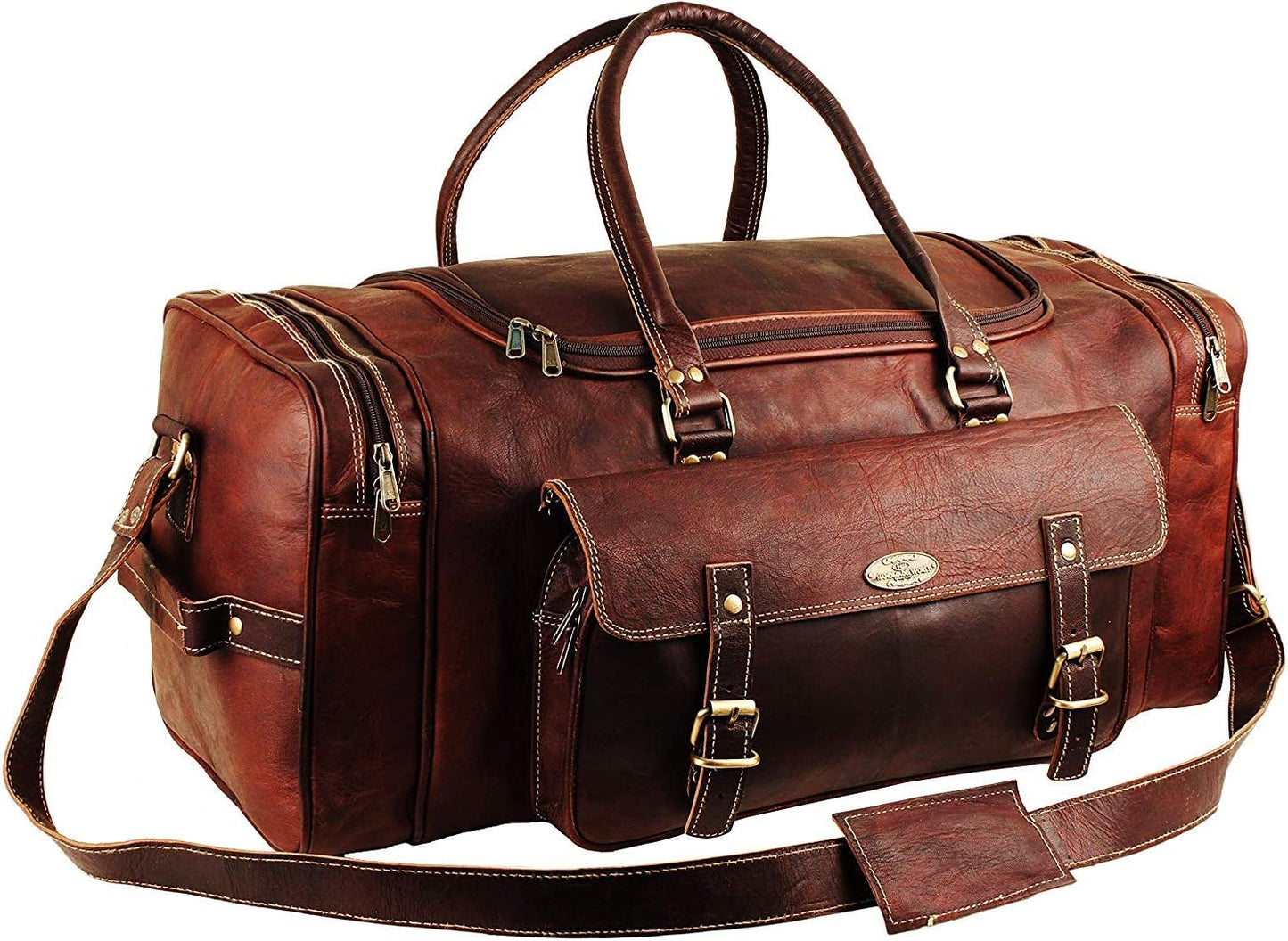 Men’s Gym Sports Overnight Weekender Bag Leather Travel Bags For Men Vintage Leather Duffle Bag