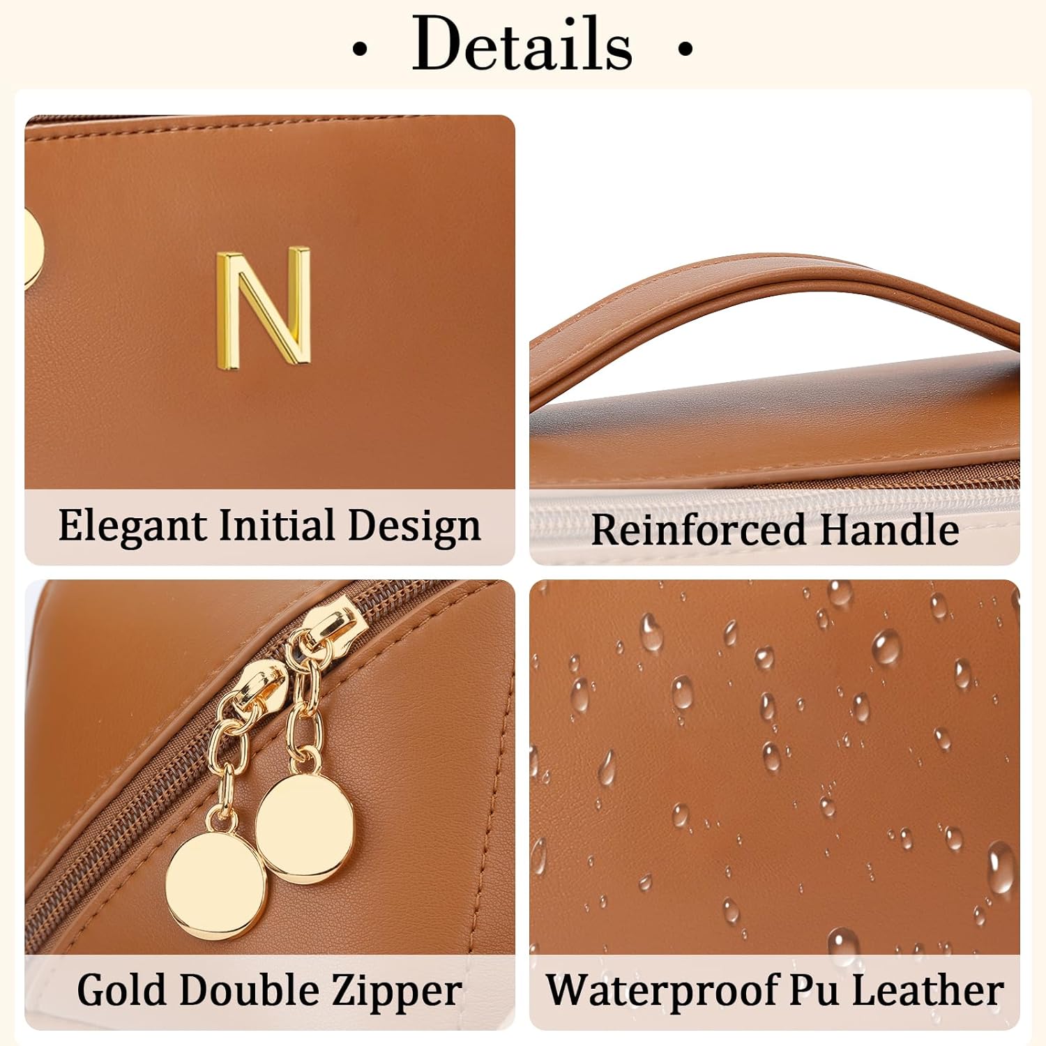 Birthday Gifts for Women Teen Girl, Personalized Initial Makeup Organizer Bag Set, Open Flat Travel