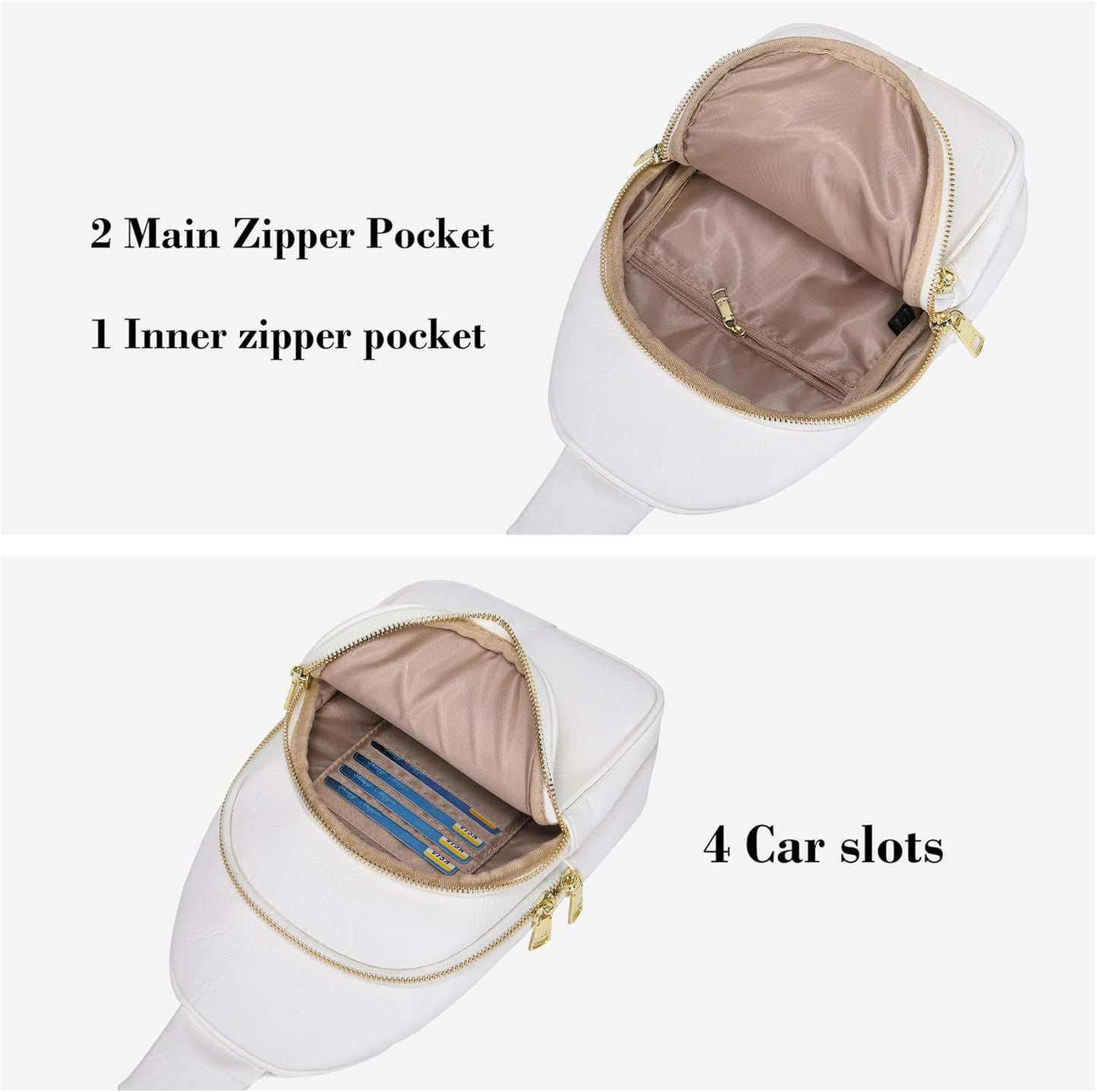 INICAT Crossbody Sling Bags Travel Cross Body Purses Faux Leather Fanny Packs Chest Bag for Women
