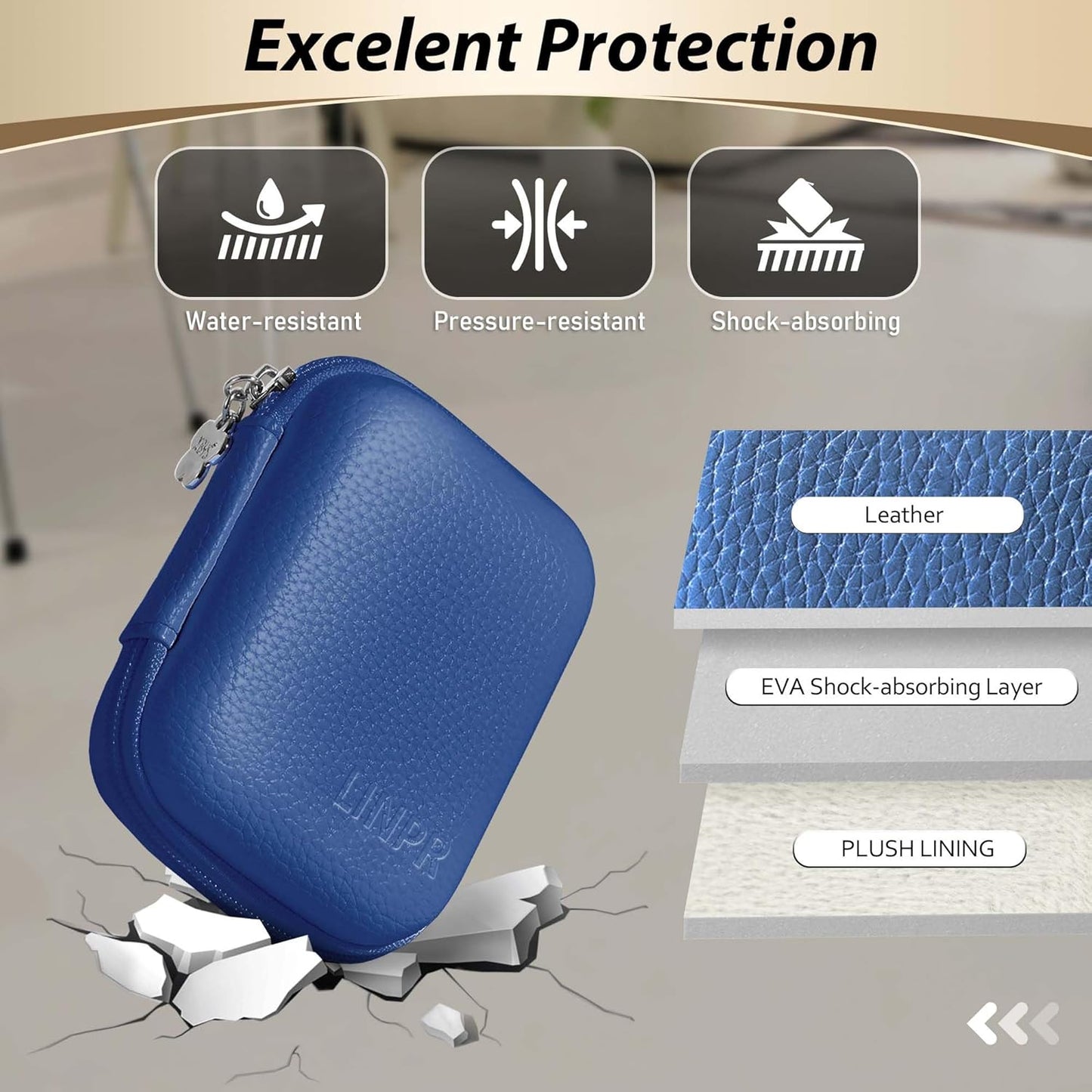 Digital Camera Case for CAMKORY, KODAK PIXPRO FZ45/FZ55, Canon IXUS 285 HS, Lecran, Small Travel Compact Camera Holder with Mesh Pocket for Accessories SD Card (Royal Blue)