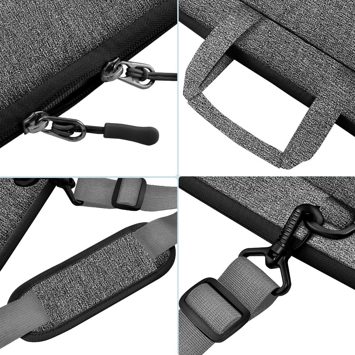 Laptop Shoulder Bag 17.3 inch Case, Durable Shockproof Protective Briefcase with Multi-Pockets Compatible with Most 17-17.3 inch HP Acer Dell MSI Notebooks,Dark gray-black