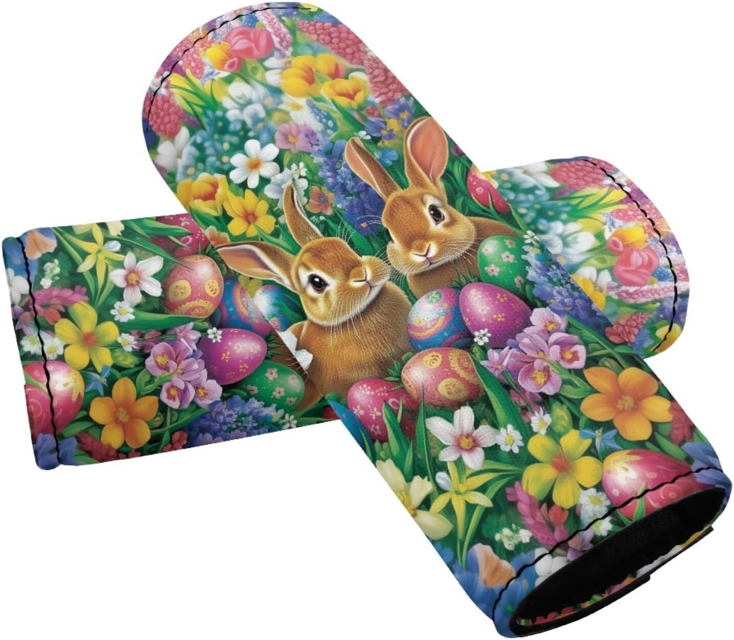 Rabbit Luggage Handle Wraps for Suitcase Egg Travel Accessories Set Handle Cover for Women Girls Luggage ID Tags Door Protector Grip Glove Easter Decor