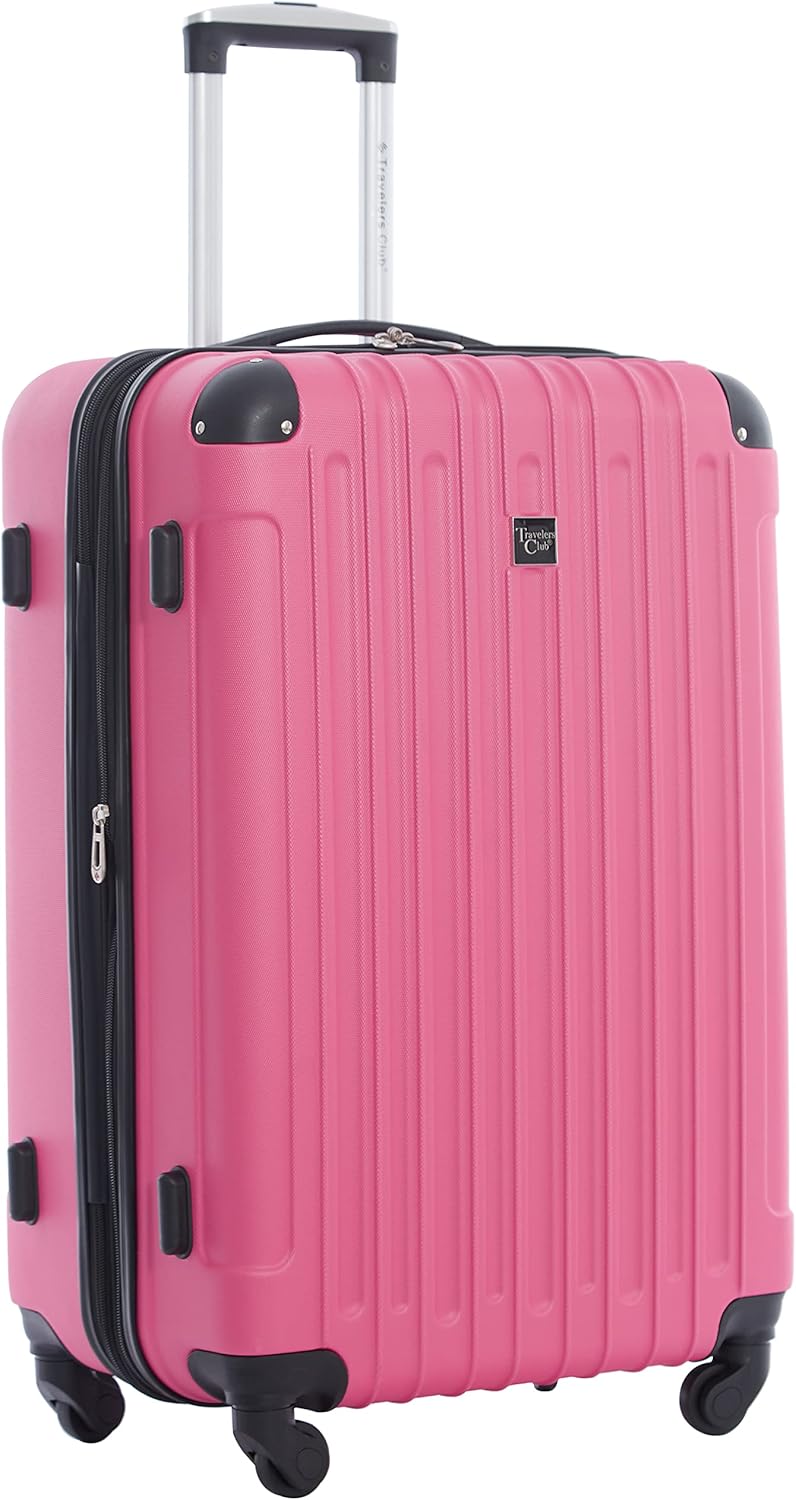 Travelers Club Midtown Hardside Luggage Travel, Bubble Gum, 4-Piece Set