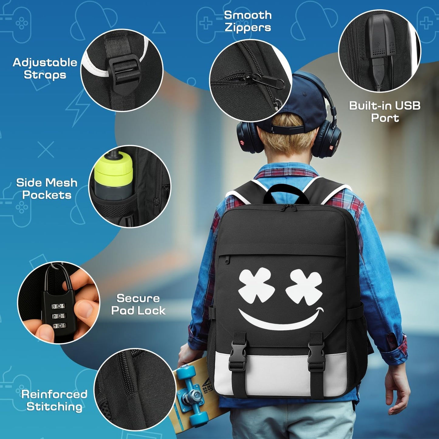 3in1 School Backpack Bookbag for Boys School Bag for Kids Children Girls Teens Elementary Middle
