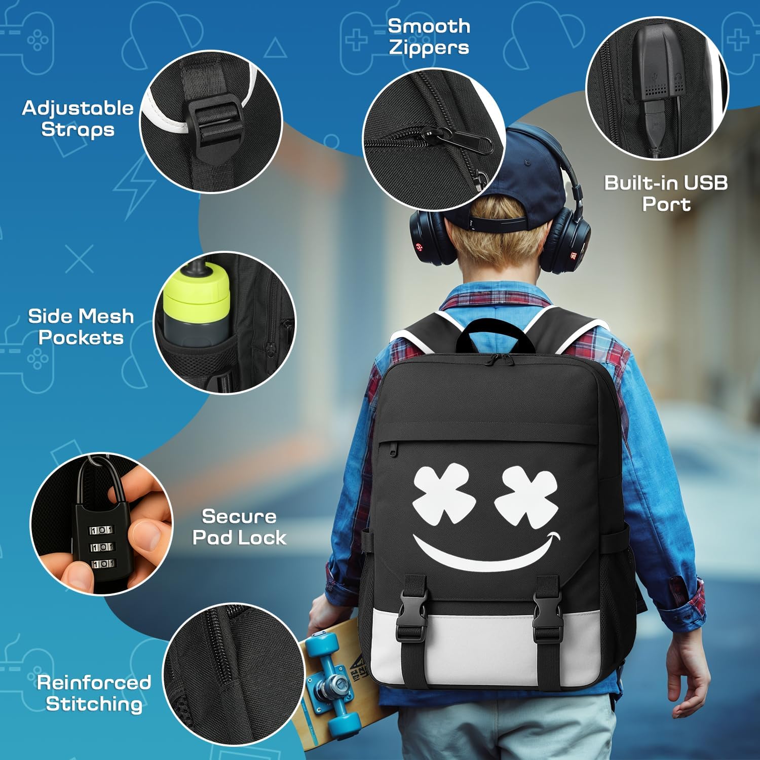 3in1 School Backpack Bookbag for Boys School Bag for Kids Children Girls Teens Elementary Middle