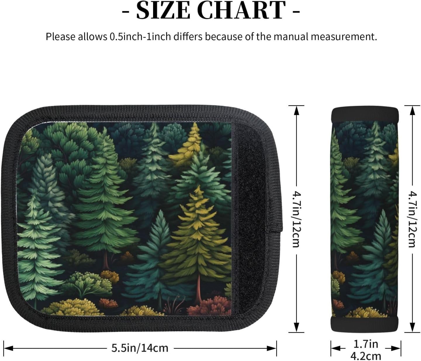 Luggage Handle Wraps Forest Pines Tree Pattern Luggage Identifiers Soft Neoprene Luggage Handle Wraps For Suitcase Trolley Handle Grip Cover 2 Pack Luggage Tags