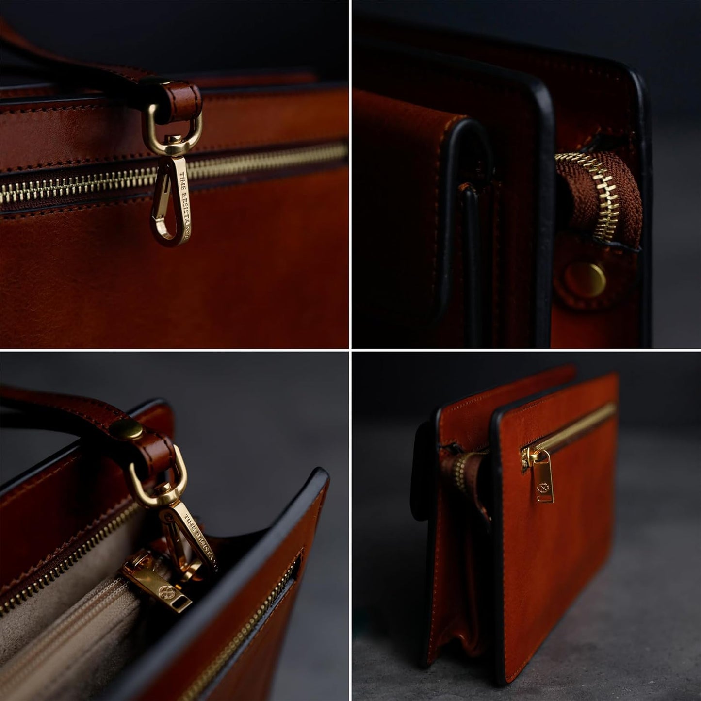 Time Resistance Leather Clutch for Men Organizer Wrist Bag Briefcase Handmade in Italy Gift Box Included