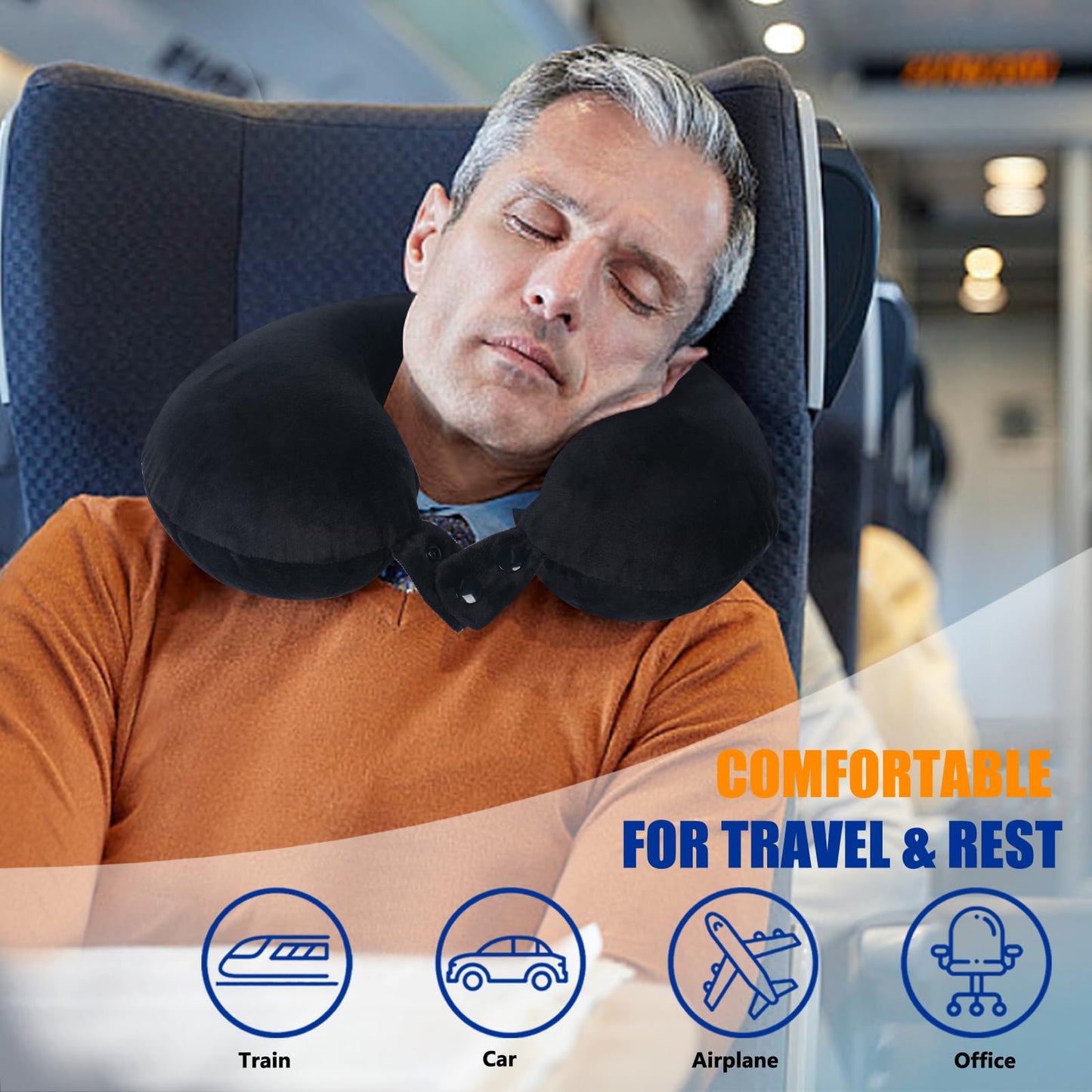 SAIREIDER Travel Pillow 100% Pure Memory Foam Travel Neck Pillow, Airplane Pillow for