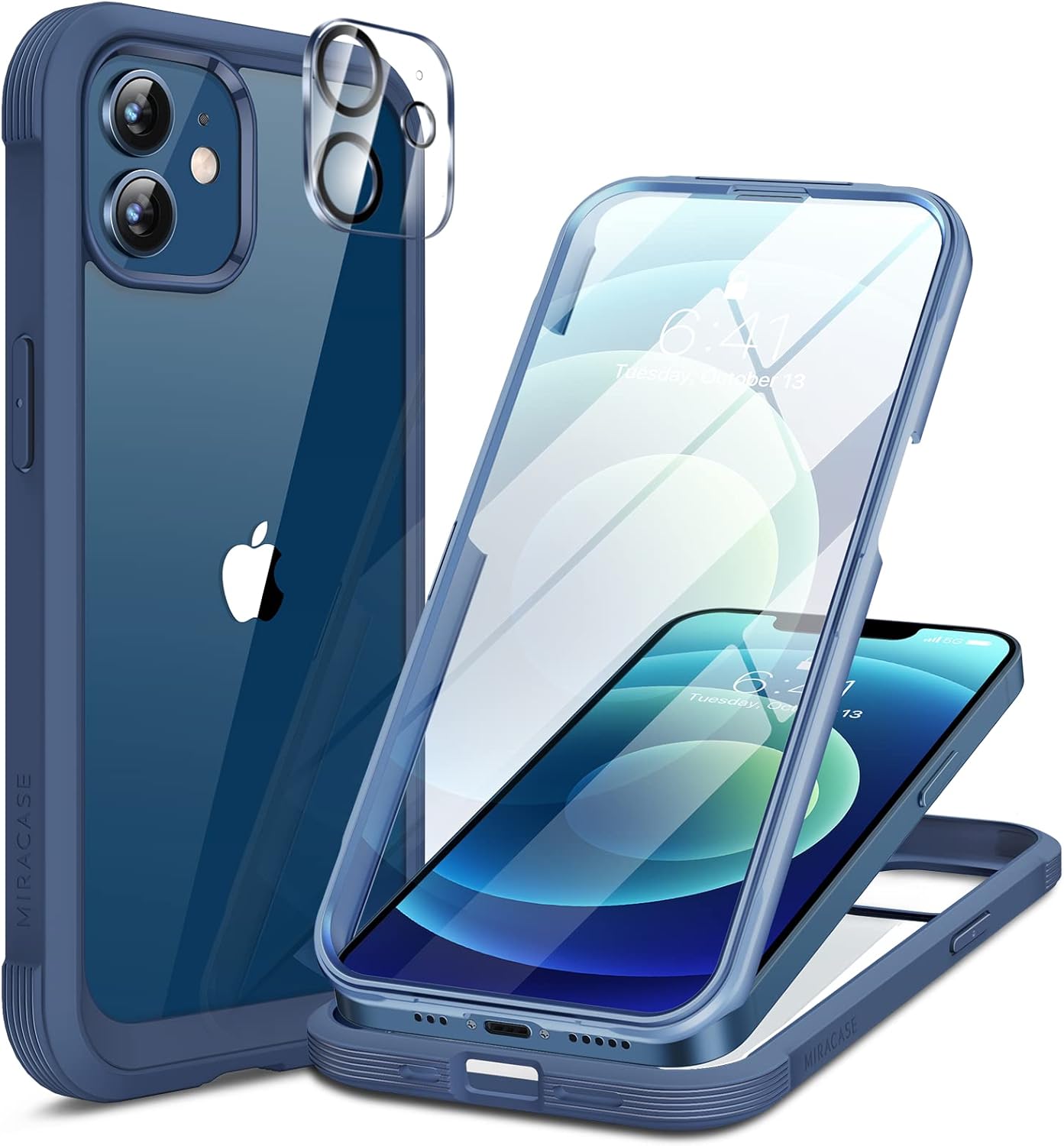 Miracase Glass Series for iPhone 12/12 Pro Case 6.1 inch, Upgraded Full-Body Rugged Phone Bumper