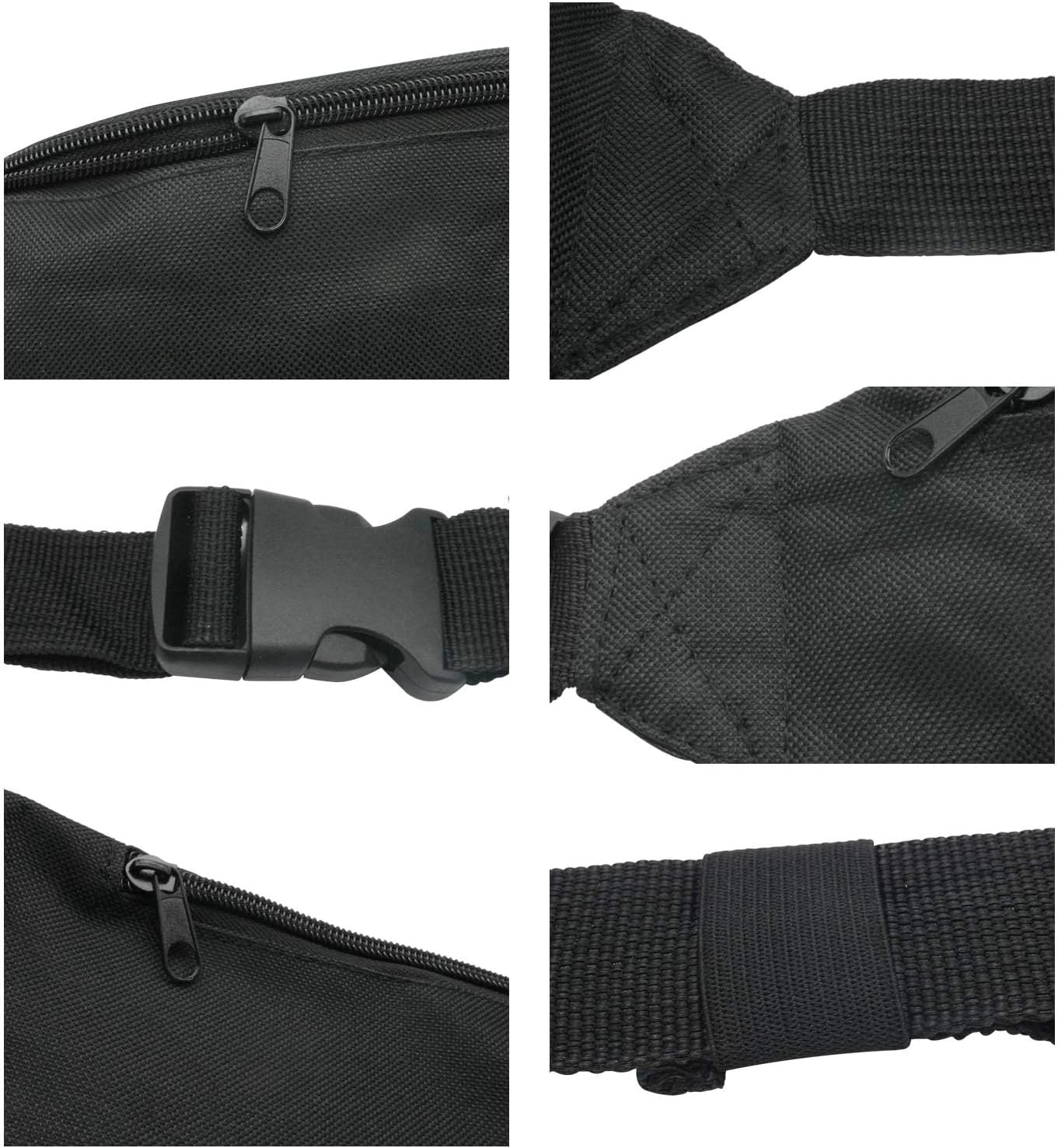 INNOLIFE Unisex Fanny Pack for Women Men, Fashion Sporty Multi-purpose 2-Zipper Waist Belt Bag Fanny Pack Adjustable Strap for Sport Hiking Traveling Passport Wallet (10, Black)