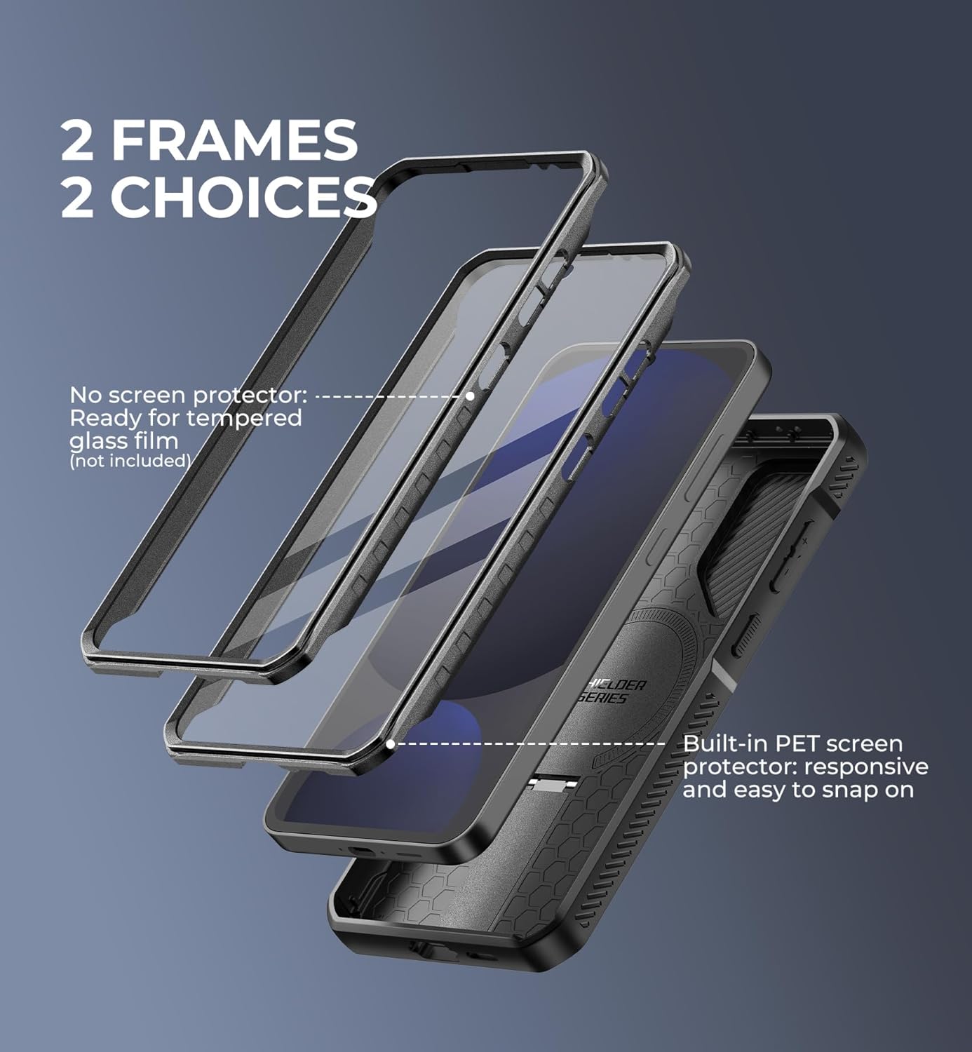 Dexnor for Samsung Galaxy S24 FE Case with Camera Cover & Adjustable Kickstand & Built-in Screen Protector, Magnetic Rugged Shockproof Bumper Cases Heavy-Duty Magnetic Protective Cover,Black