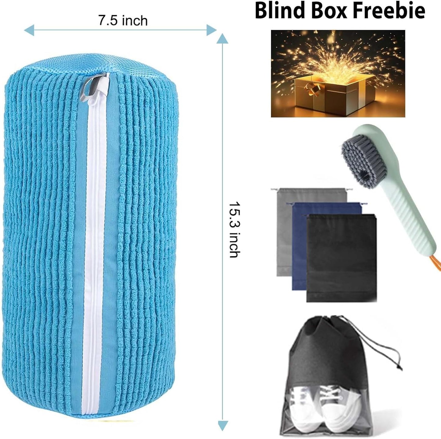 2Pcs Shoe Washing Machine Bag, Durable Laundry Shoe Bag for Washing Machine, Fluffy Fibers 360° Cleaning, Includes Liquid Shoe Brush & Travel Dust Bag, Ideal for Sneakers & Gym Shoes (blue)