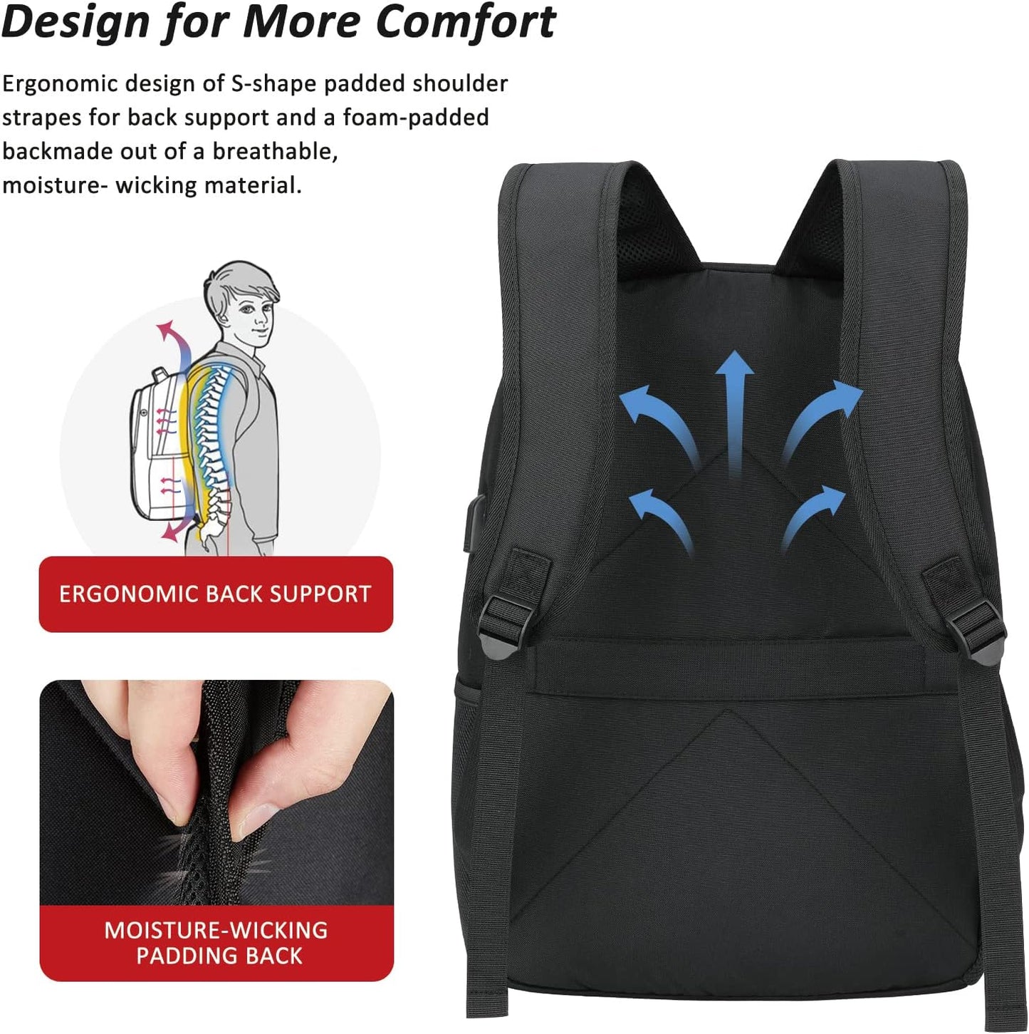 MAXTOP Travel Laptop Backpack Business Backpacks with USB Charging Port Water Resistant School College Bookbag