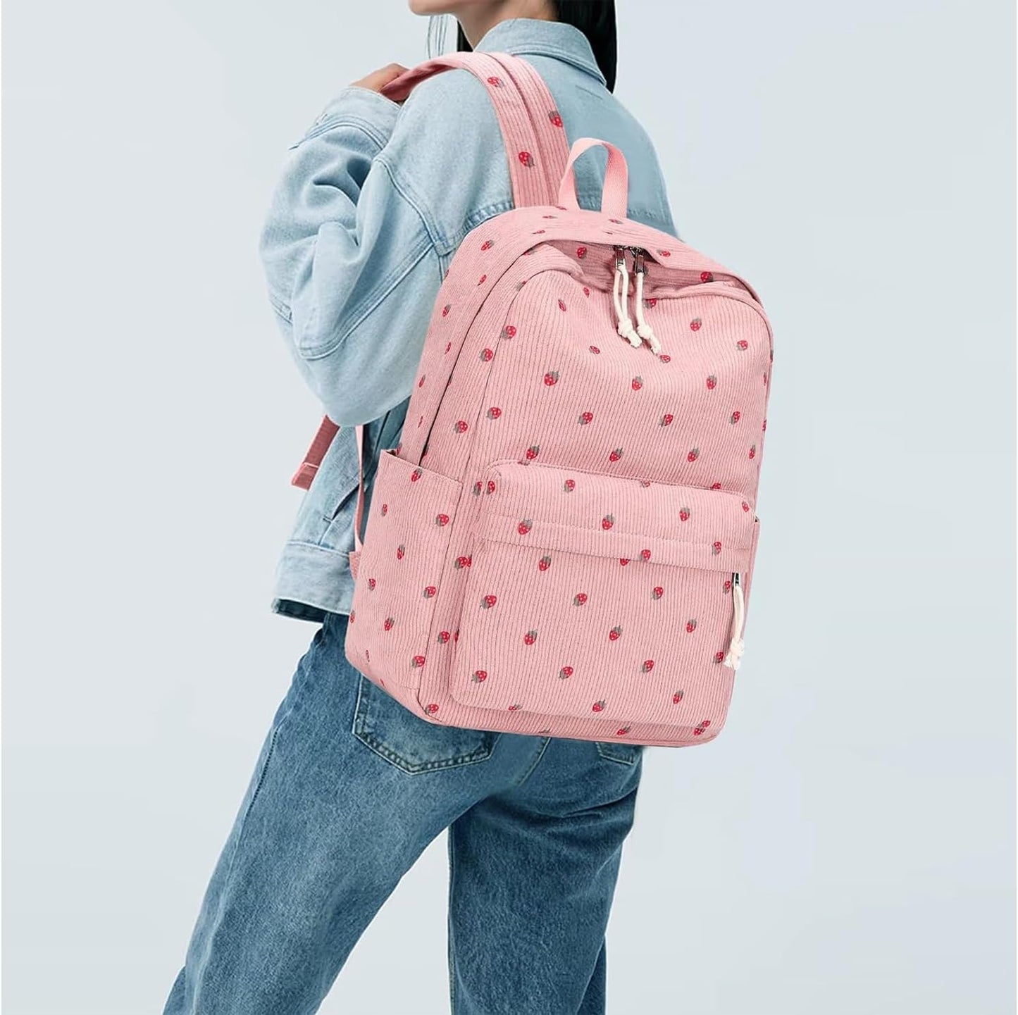 School Backpack for Teen Girls Bookbags Elementary High School Corduroy Laptop Bags Women Travel Daypacks