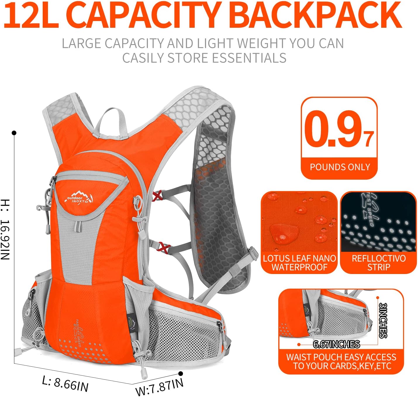 Hydration Pack Backpack, Lightweight Water Backpack with 2L Leakproof Hydration Bladder Daypack for