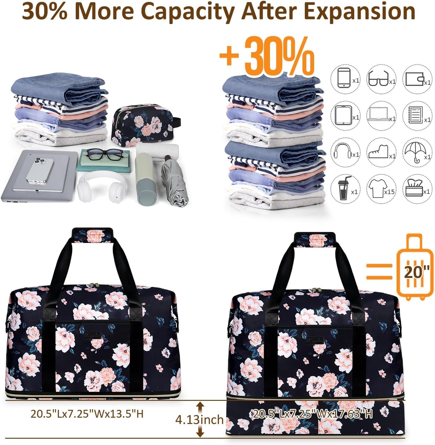 Expandable Travel Duffle Bags Weekender Overnight Bags for Women Men Hospital Bag for Women Labor