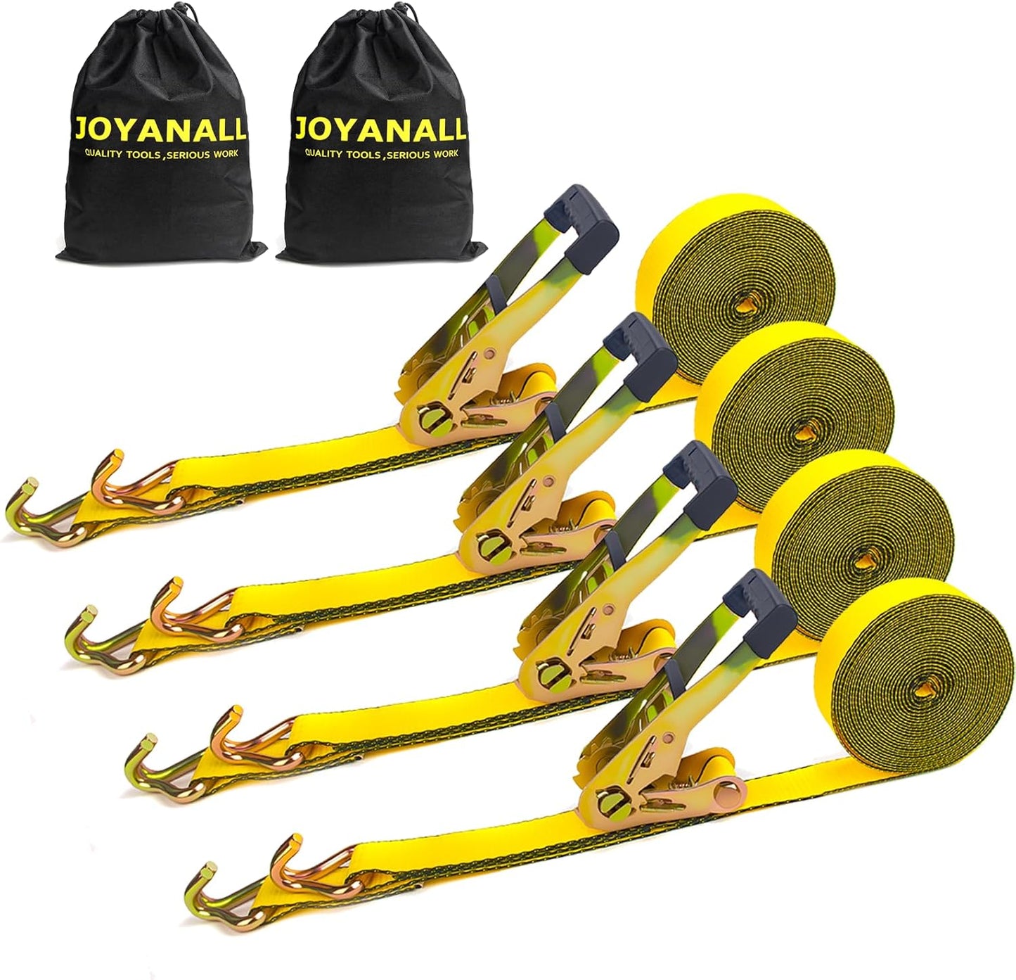 Ratchet Straps Heavy Duty(4 Pack),2 Inch x 30ft Tie Down Straps Ratchet with Double J Hook, 10000lbs Breaking Strength, Cargo Ratchet Straps for Moving Motorcycle, Trailer & Trucks