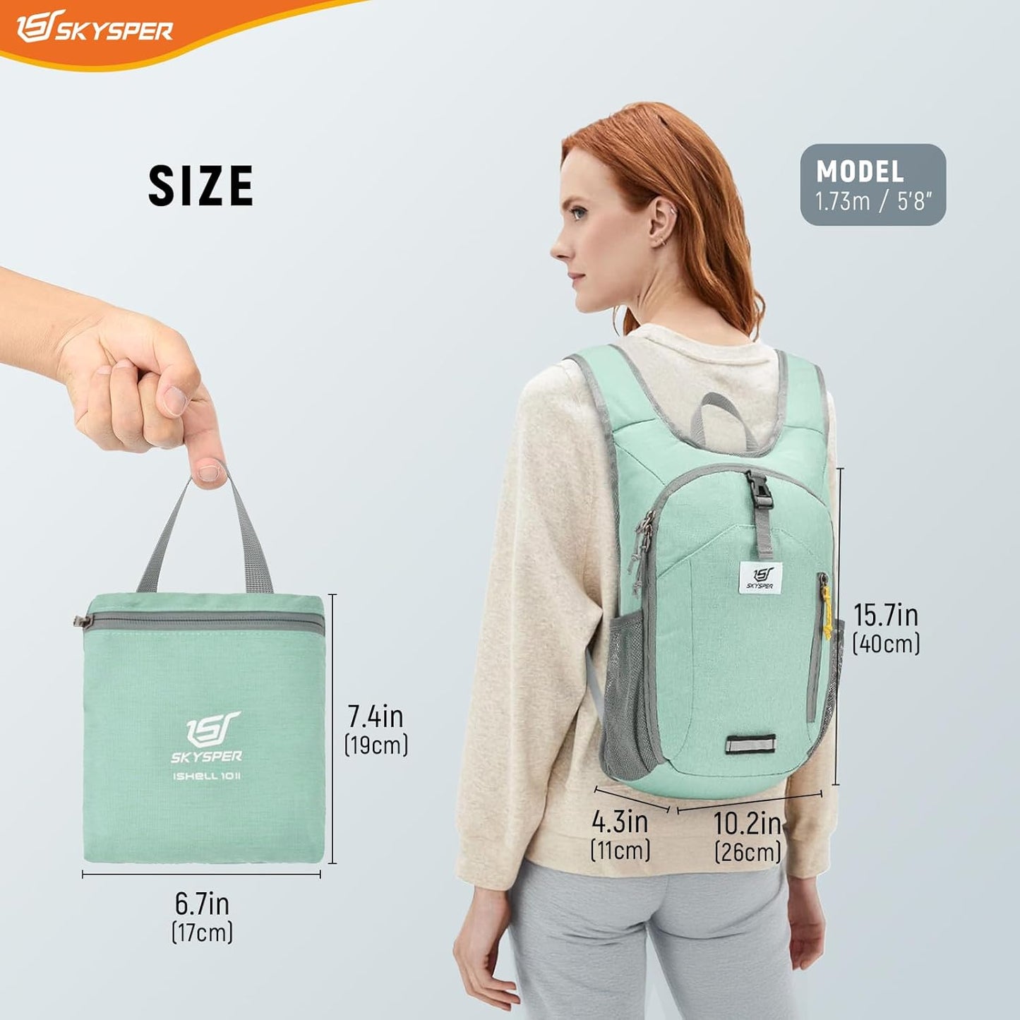 SKYSPER Small Hiking Backpack 10L Foldable Daypack Packable Lightweight Hiking Daypack Travel Day Pack for Women Men