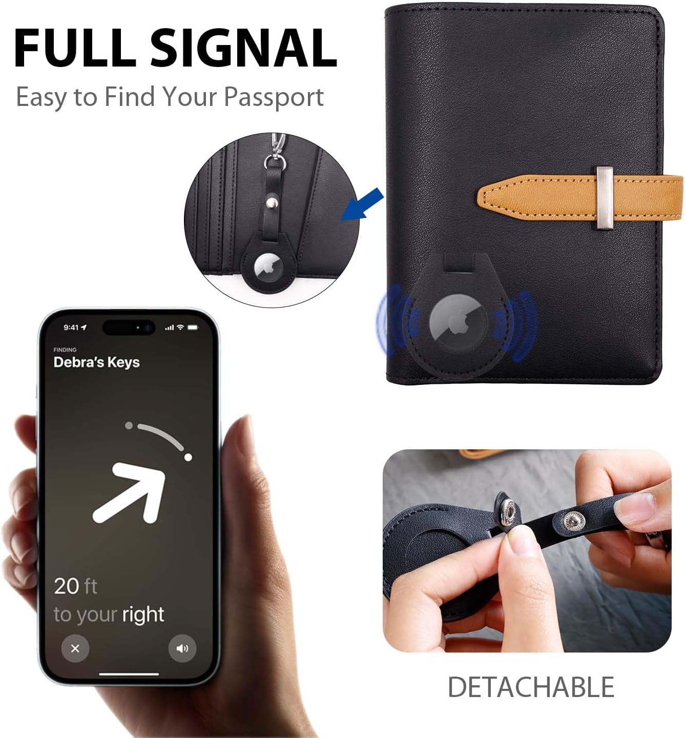 Deziliao Passport wallets, Mulit-purpose RFID Blocking Passport Holder AirTag Wallet, Travel Wallet（Black）