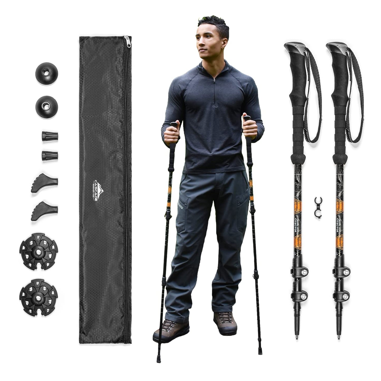 Cascade Mountain Tech Trekking Poles - Aluminum Hiking Walking Sticks with Adjustable Locks