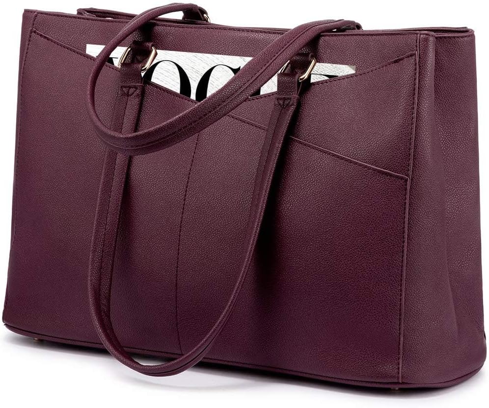 LOVEVOOK Laptop Tote Bag for Women 15.6 Inch Waterproof Leather Computer Bags Women Business Office