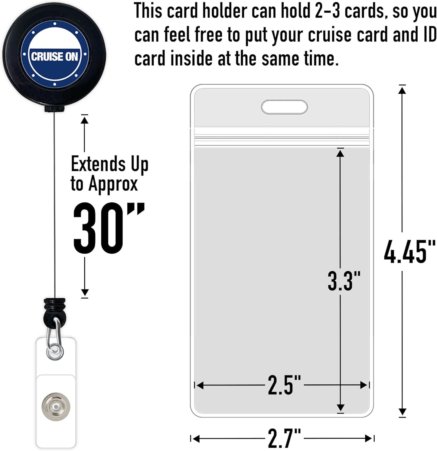 Carnival Cruise Luggage Tag Holders (4 Pack) & Lanyards (2 Pack), Large, Clear & Waterproof, Cruise Essentials 2025-2026 for Ship Cards & Baggage – Durable Travel Accessories (Blue & Royal)